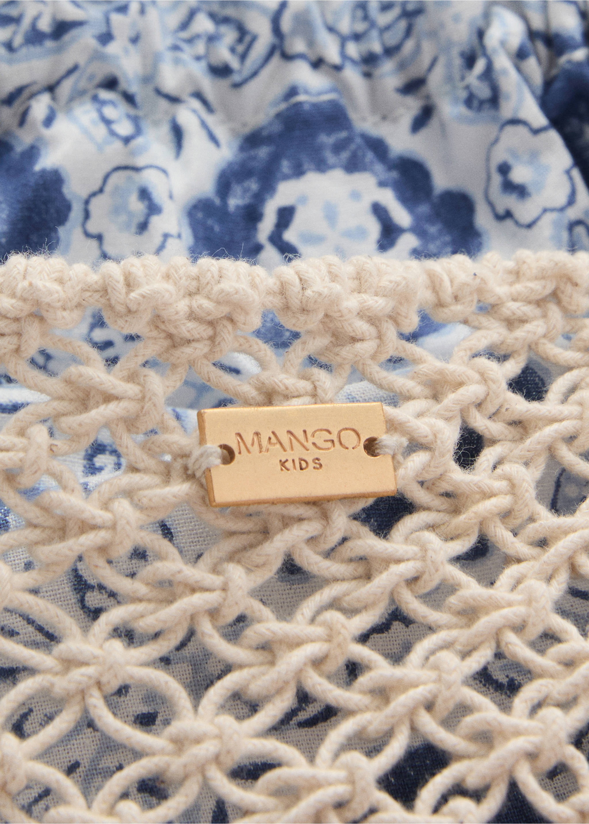 Makramé-Beuteltasche - Detail des Artikels 1, Sandfarben. Ref: 87085974-00.