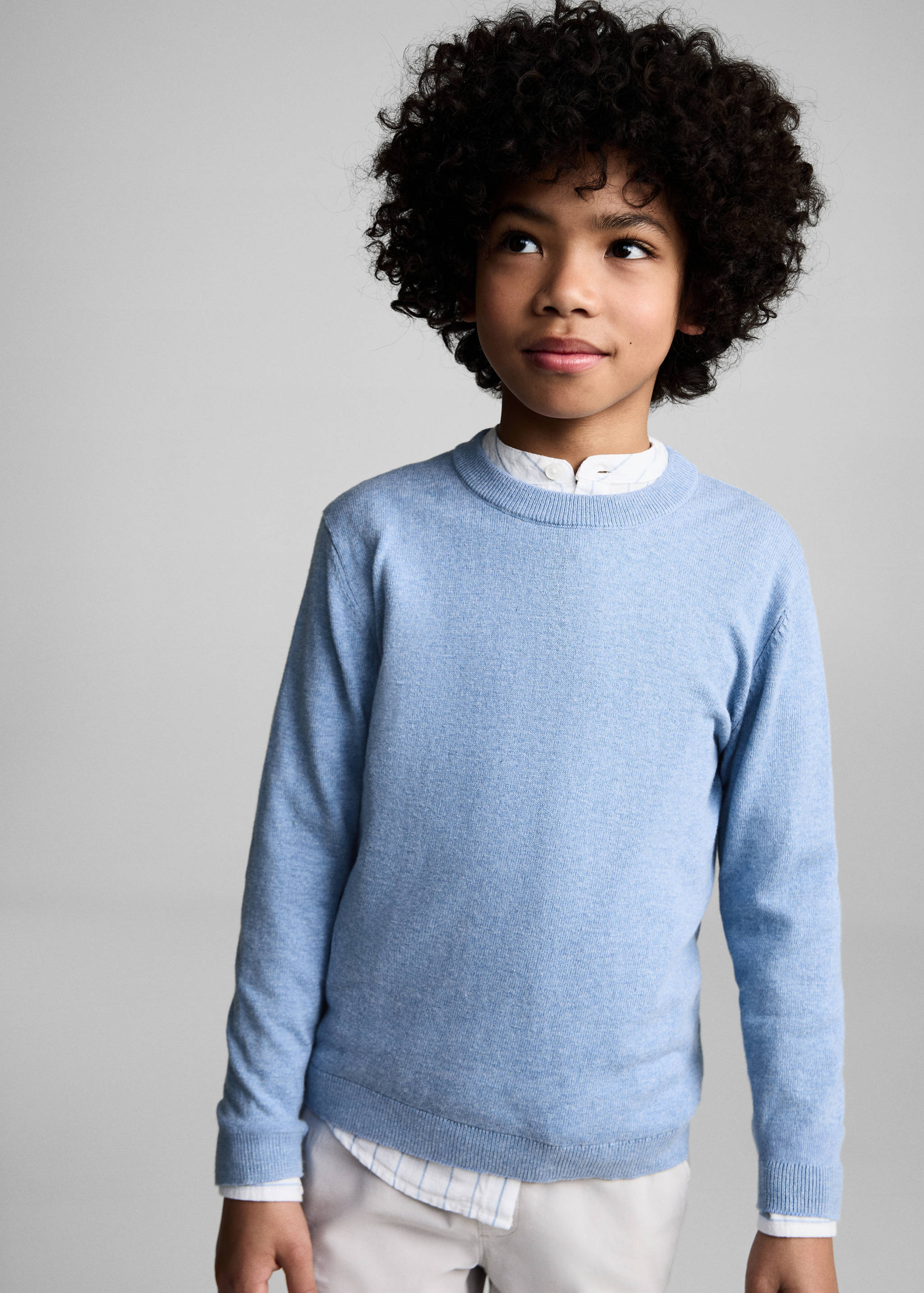 Melierter Baumwollpullover - Mittlere Ansicht