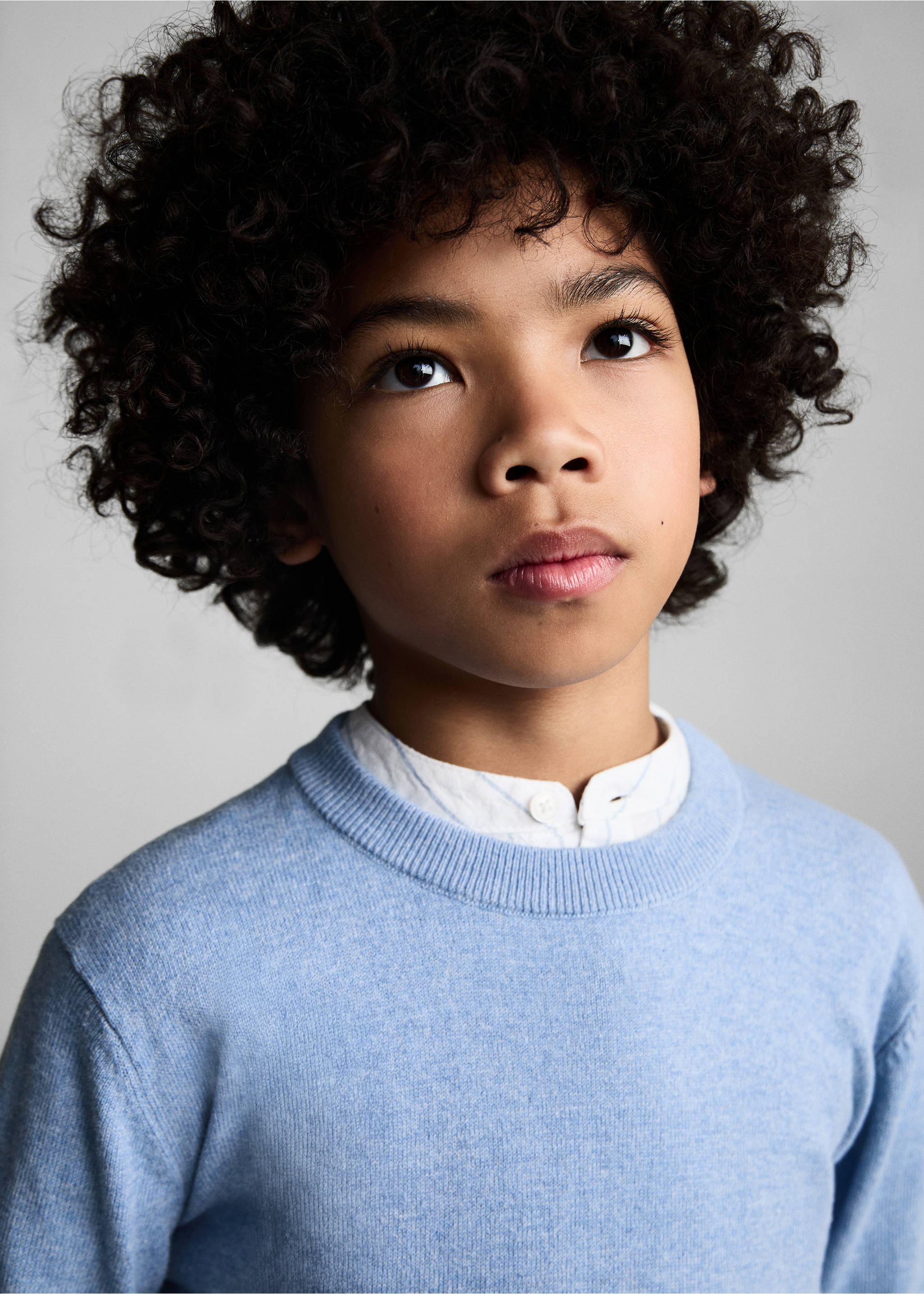 Flecked cotton-blend sweater - Details of the article 1, Blue. Ref: 87085979-00.