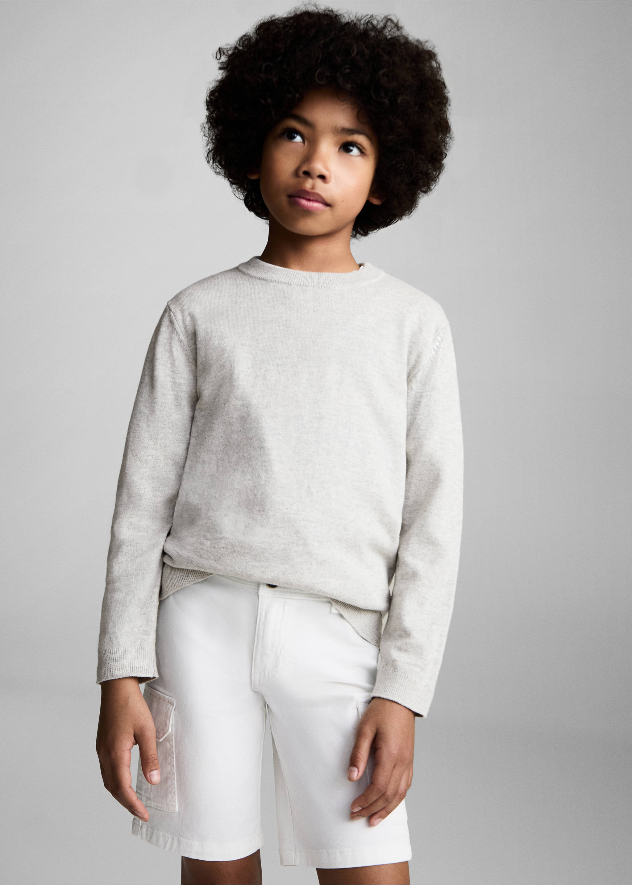 Flecked cotton-blend sweater - Medium plane, Medium Heather Grey. Ref: 87085979-00.