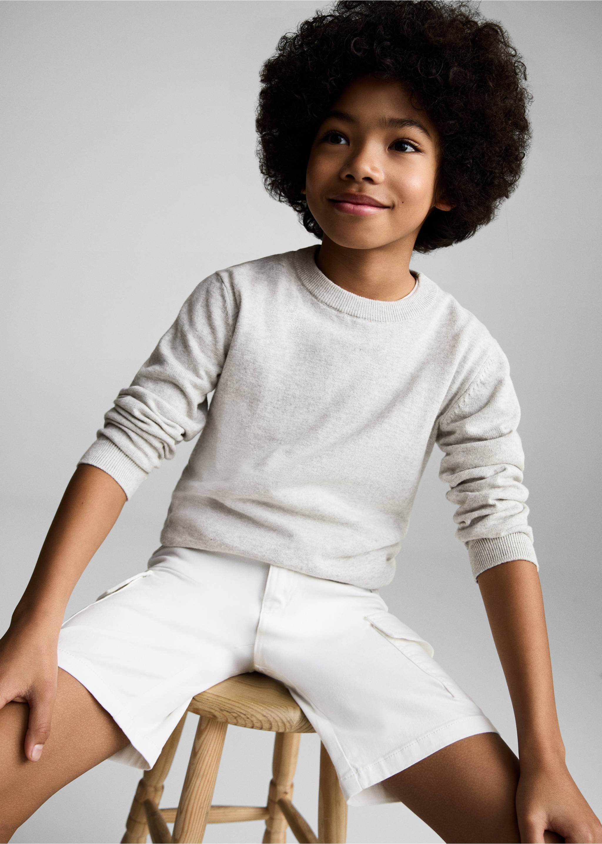 Flecked cotton-blend sweater - Details of the article 2, Medium Heather Grey. Ref: 87085979-00.