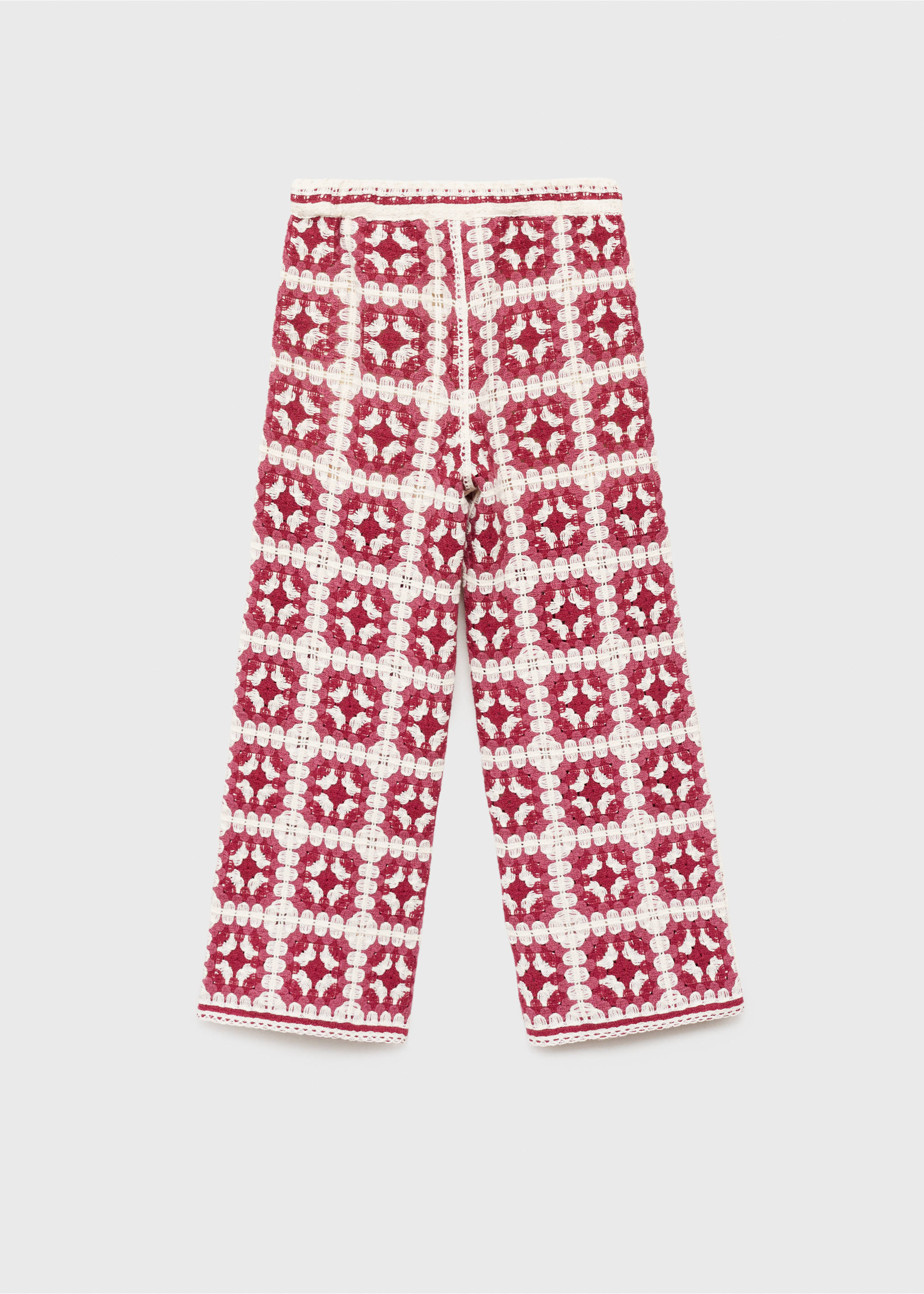 Straight crochet trousers - Reverse of the article, Strawberry. Ref: 87085980-00.