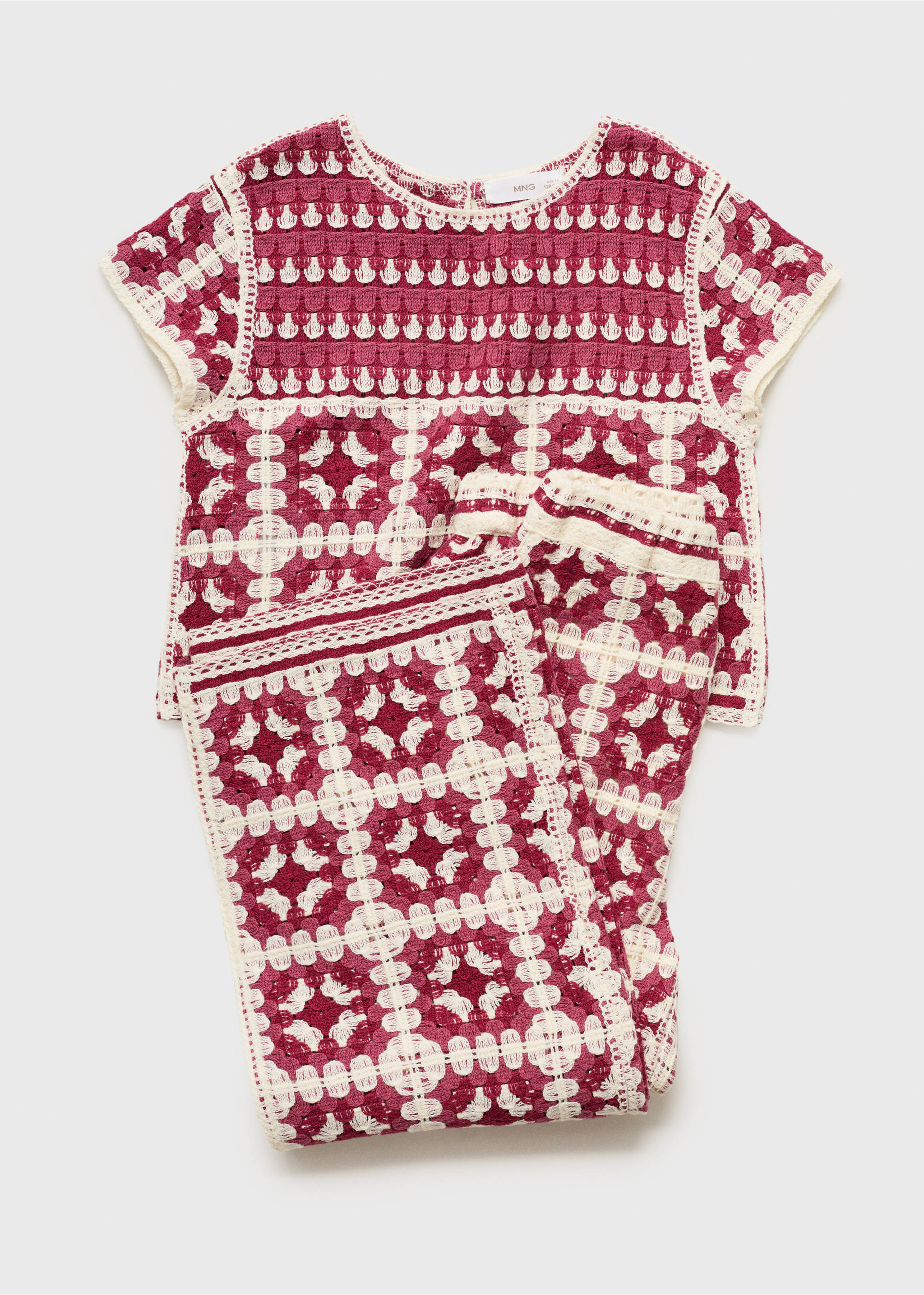 Straight crochet trousers - Details of the article 8, Strawberry. Ref: 87085980-00.