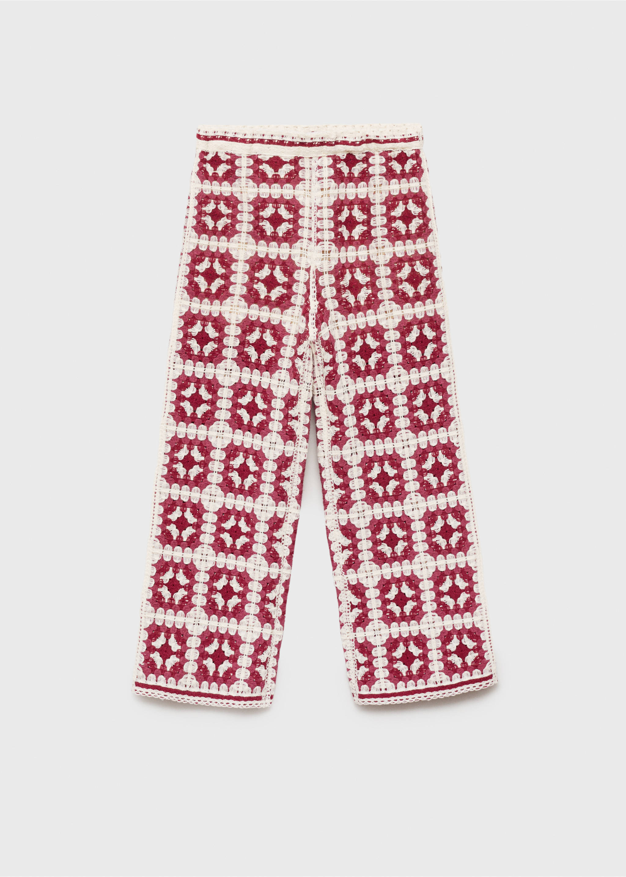 Straight crochet trousers - Article without model, Strawberry. Ref: 87085980-00.