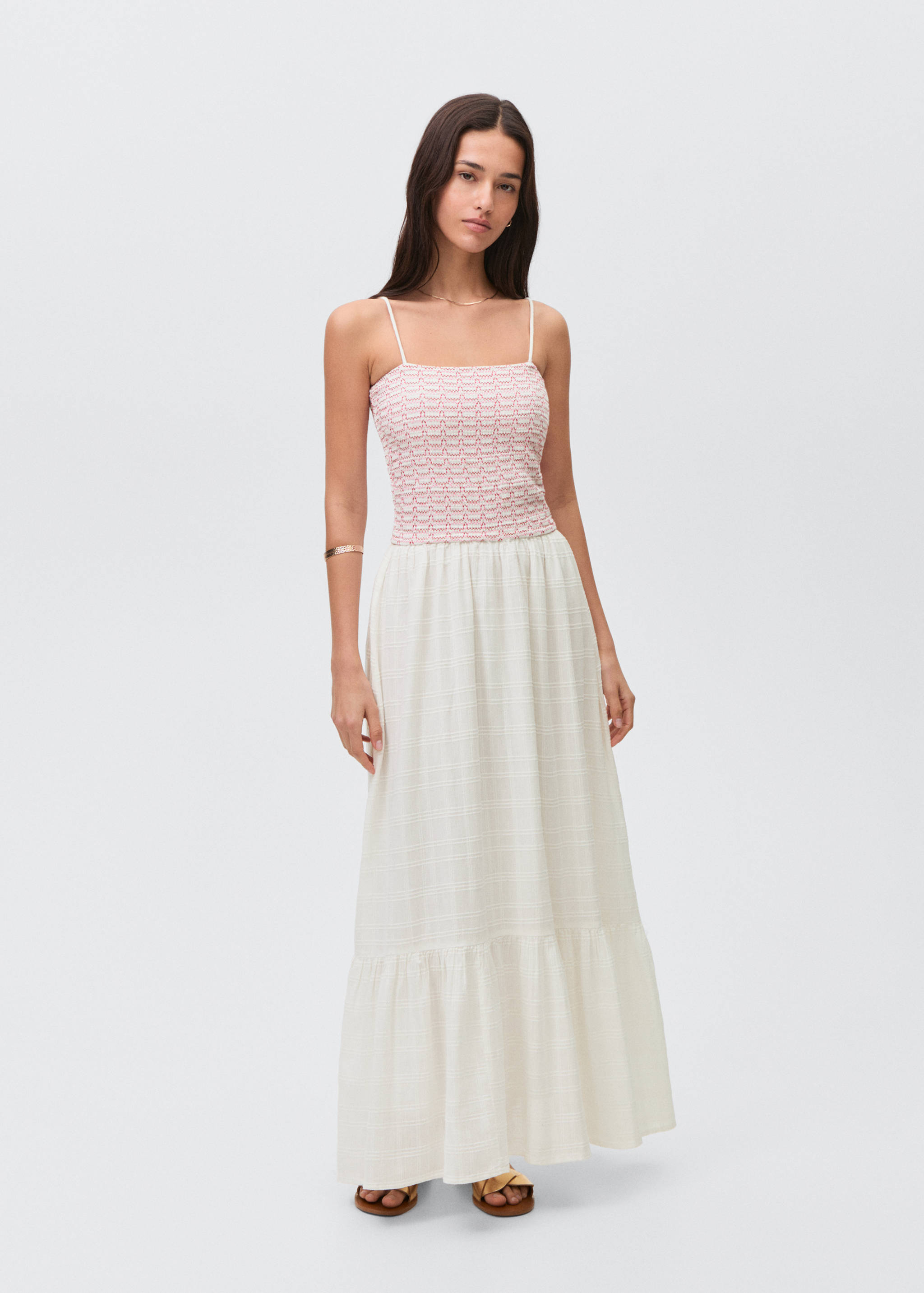 Lange jurk met geborduurd detail - Overzichtstekening