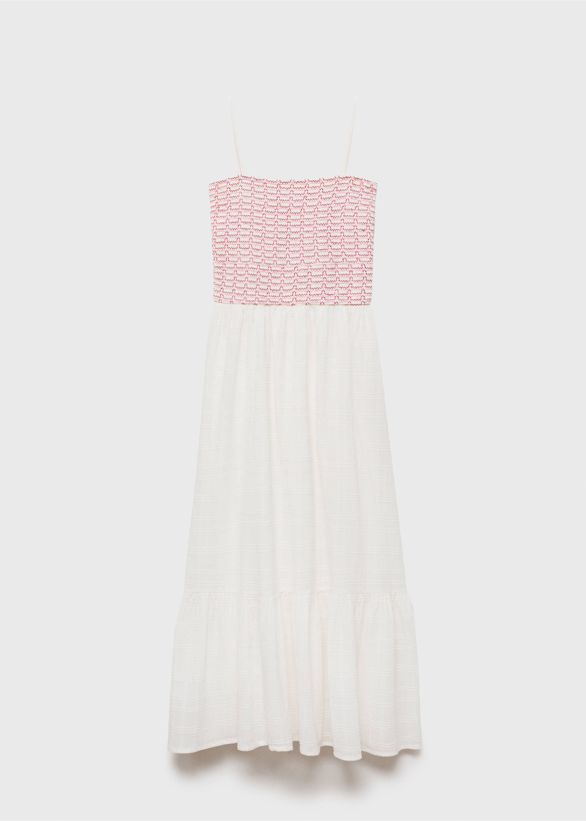 Lange jurk met geborduurd detail - Artikel zonder model, Gebroken wit. Ref: 87086338-00.
