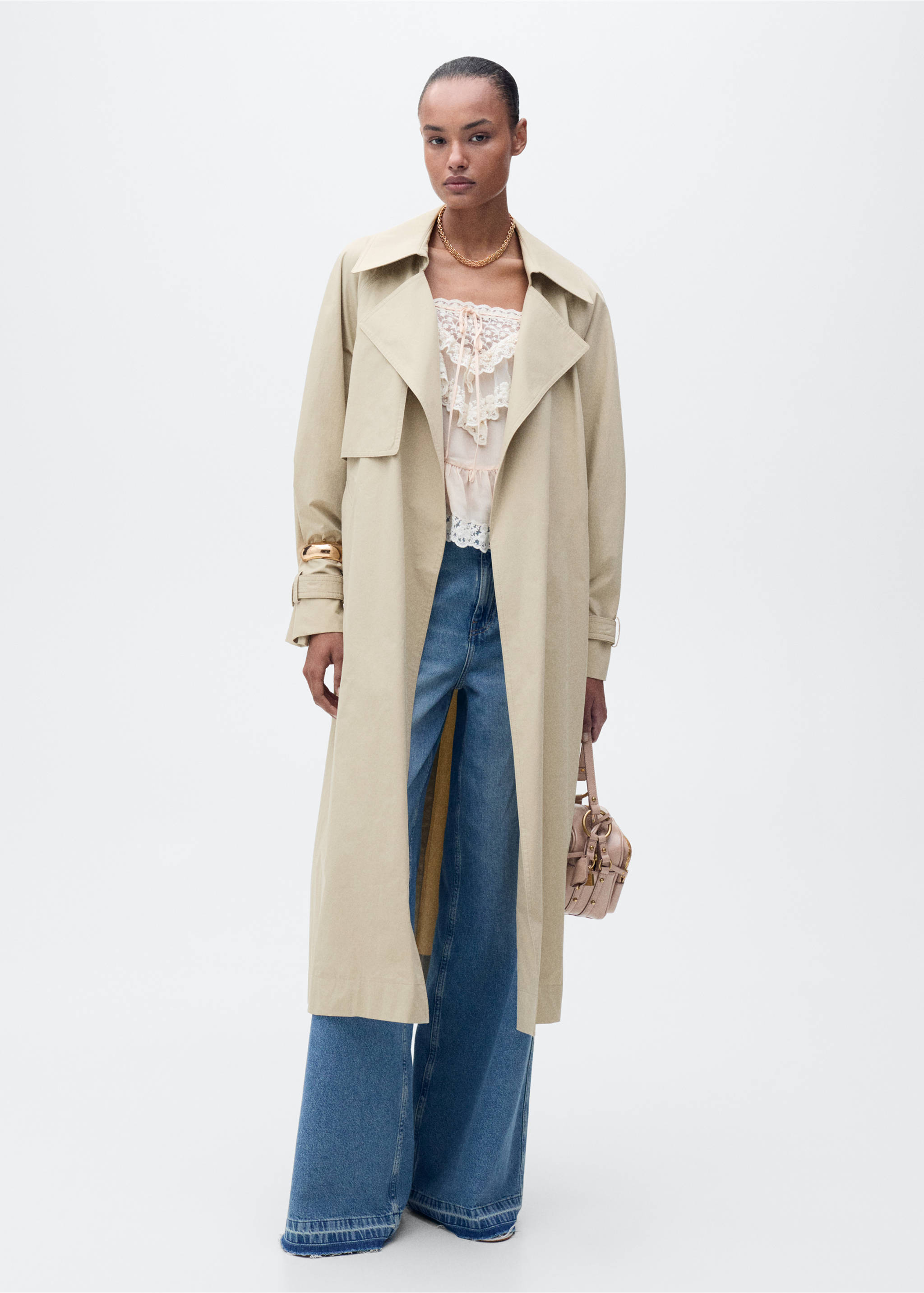 Cotton trench coat with belt - General plane, Beige. Ref: 87086343-00.