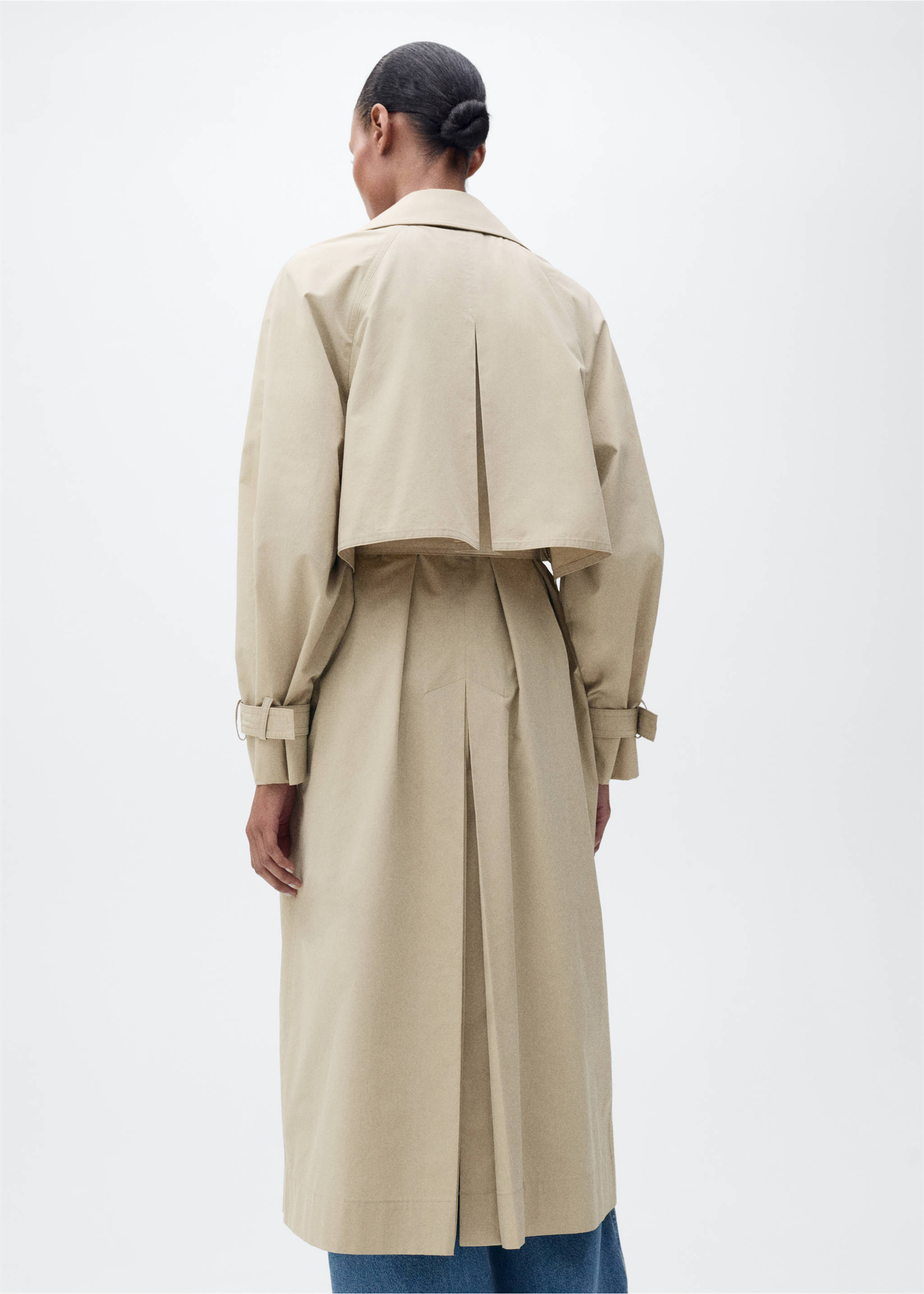 Cotton trench coat with belt - Reverse of the article, Beige. Ref: 87086343-00.