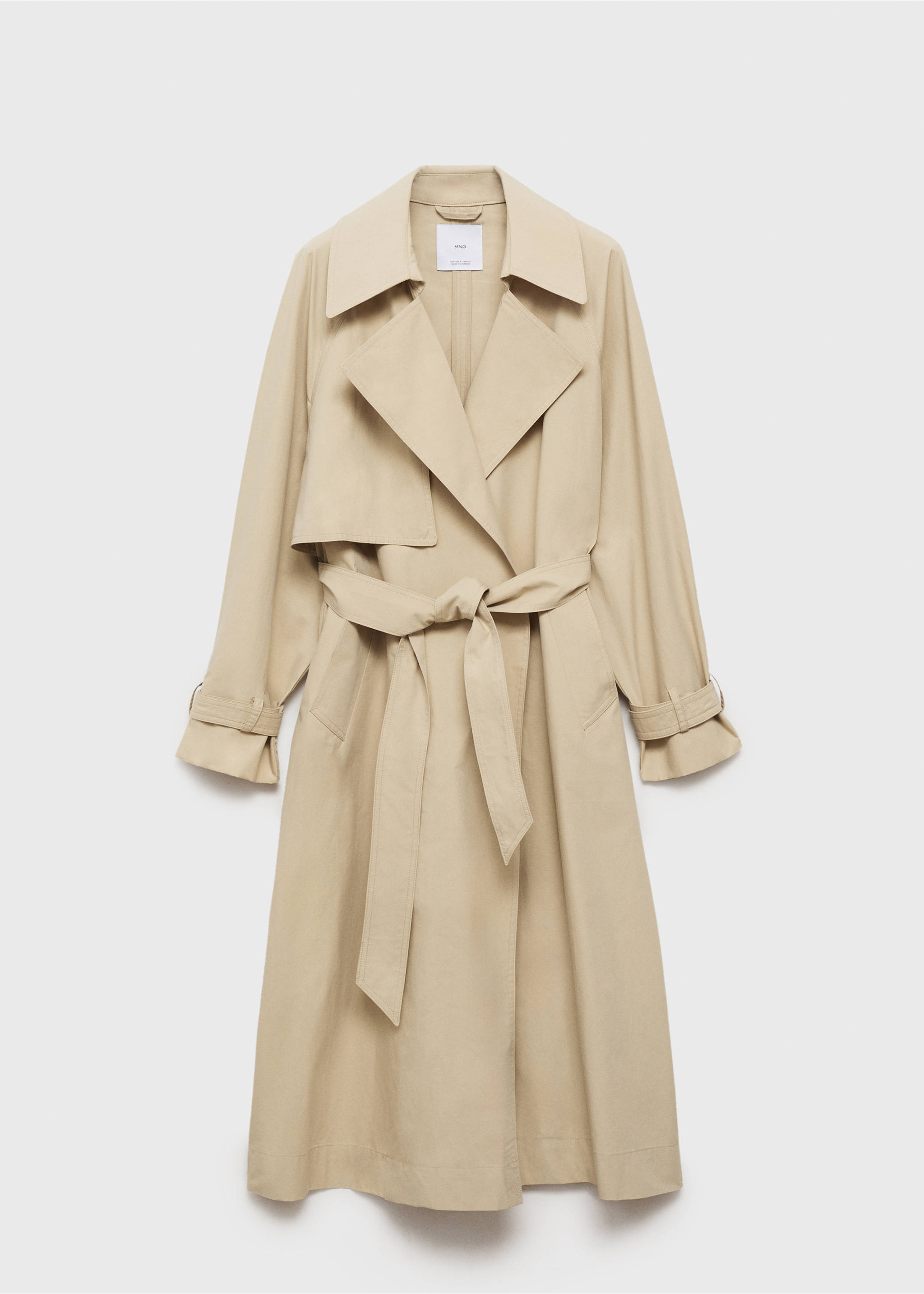 Cotton trench coat with belt - Article without model, Beige. Ref: 87086343-00.