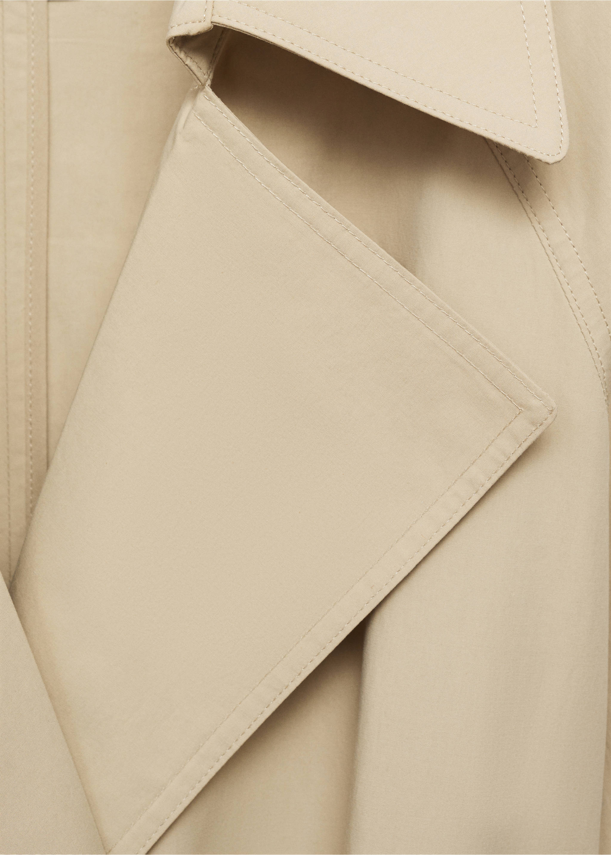 Cotton trench coat with belt - Details of the article 8, Beige. Ref: 87086343-00.