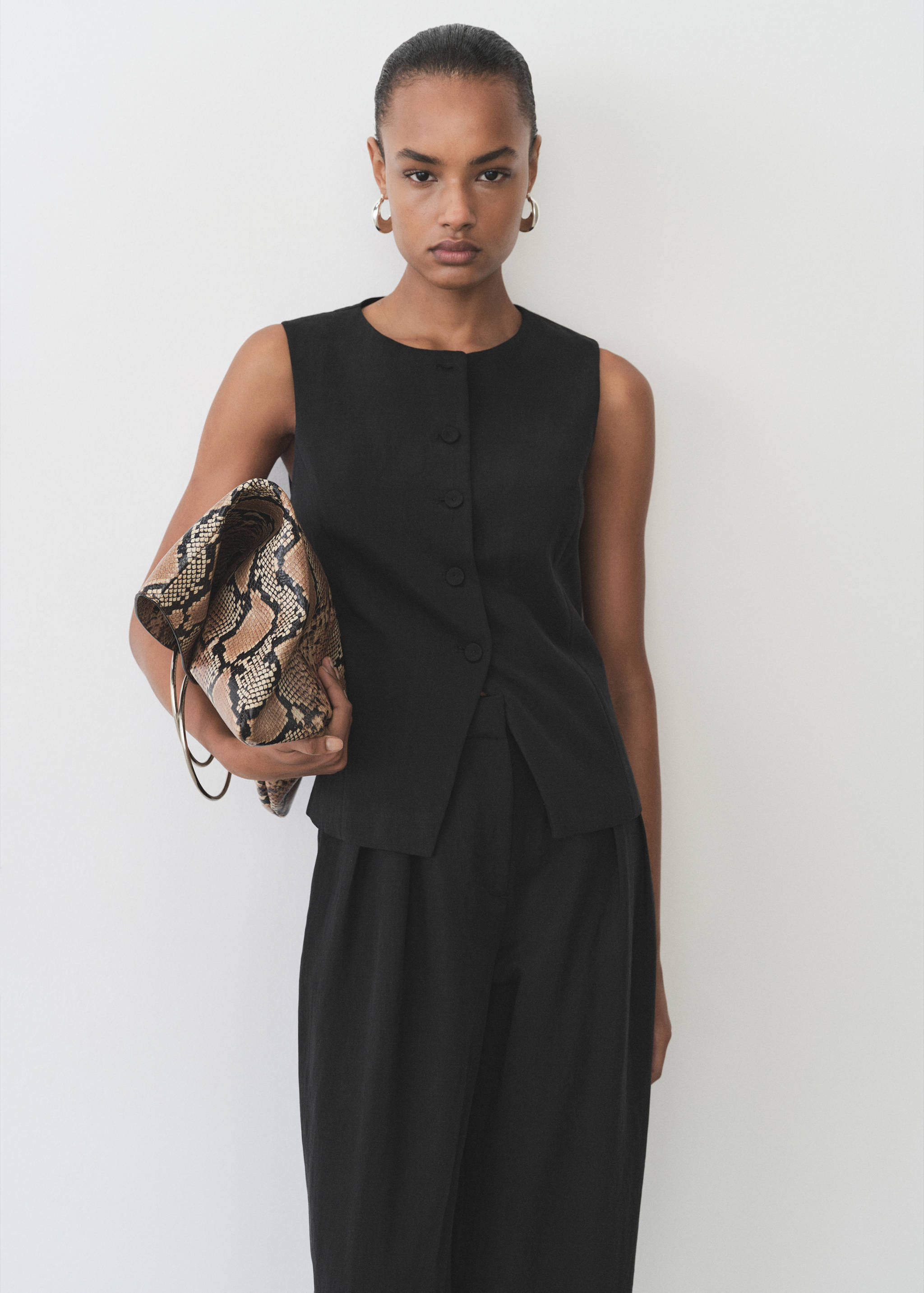 Straight lyocell suit waistcoat - Medium plane