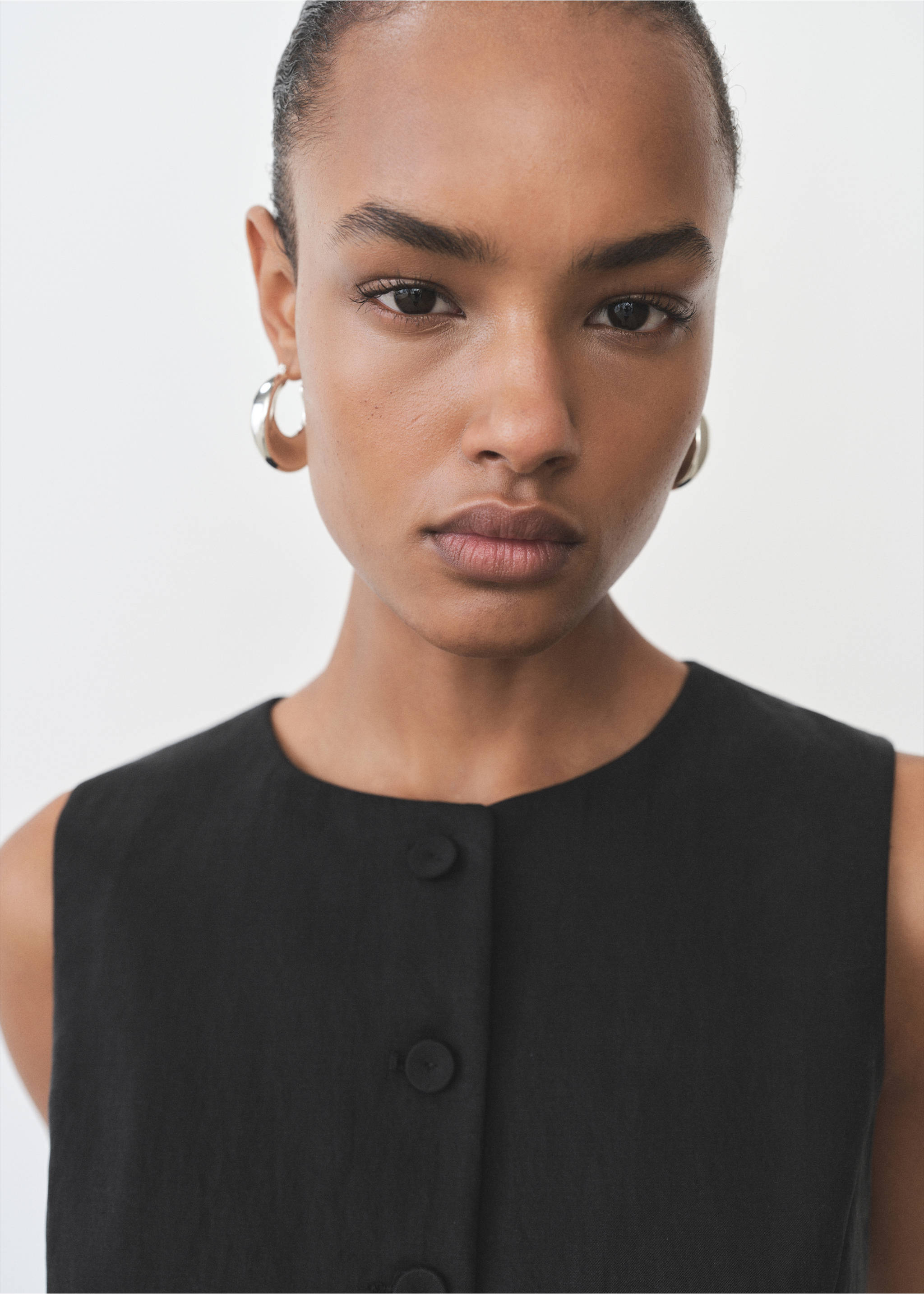 Gilet de costume droit en lyocell - Détail de l'article 1, Noir. Ref: 87086345-00.