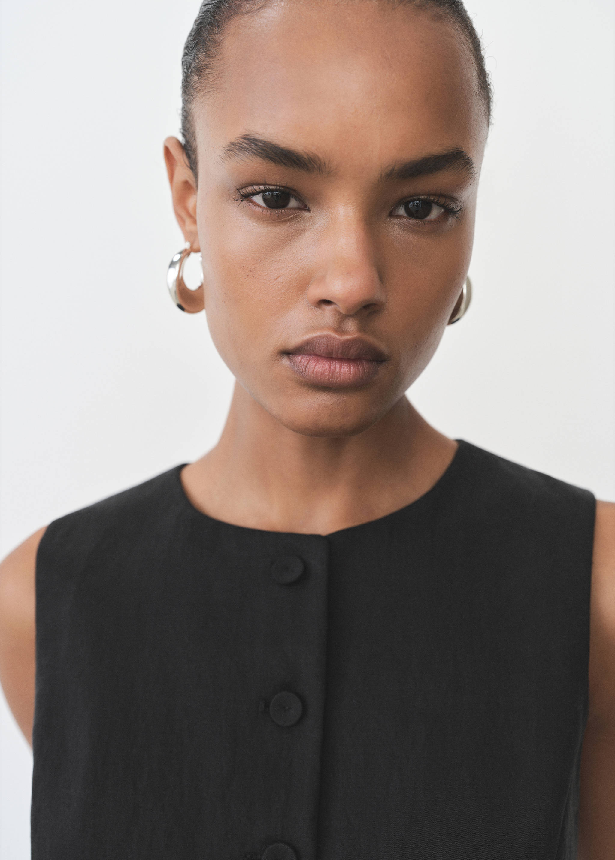 Straight lyocell suit waistcoat - Details of the article 1