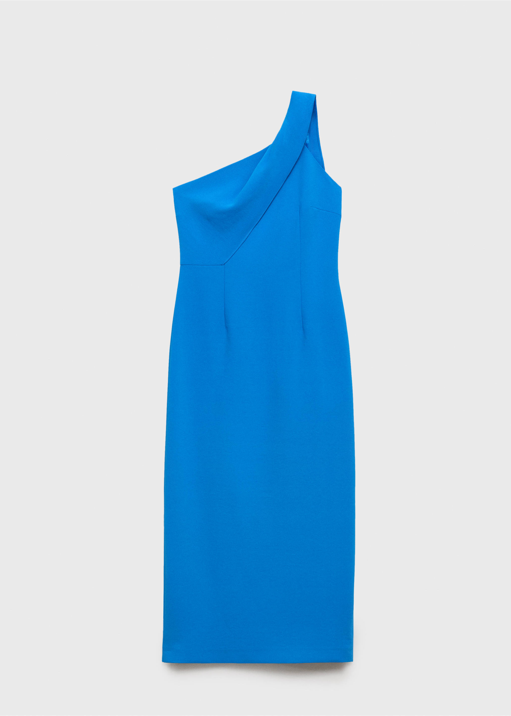 Asymmetrical bow-neck dress - Article without model, Blue. Ref: 87086350-00.