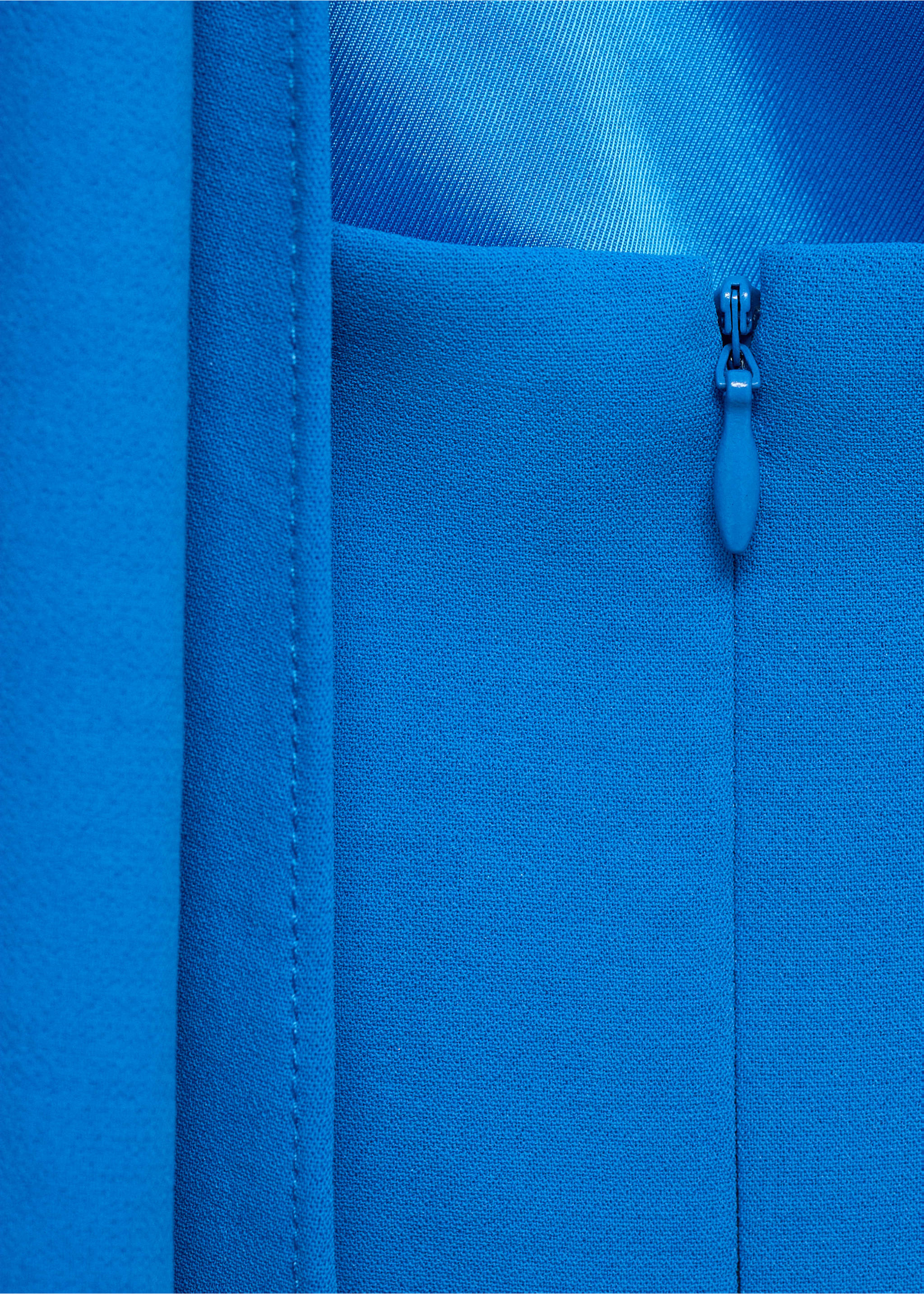 Asymmetrical bow-neck dress - Details of the article 0, Blue. Ref: 87086350-00.