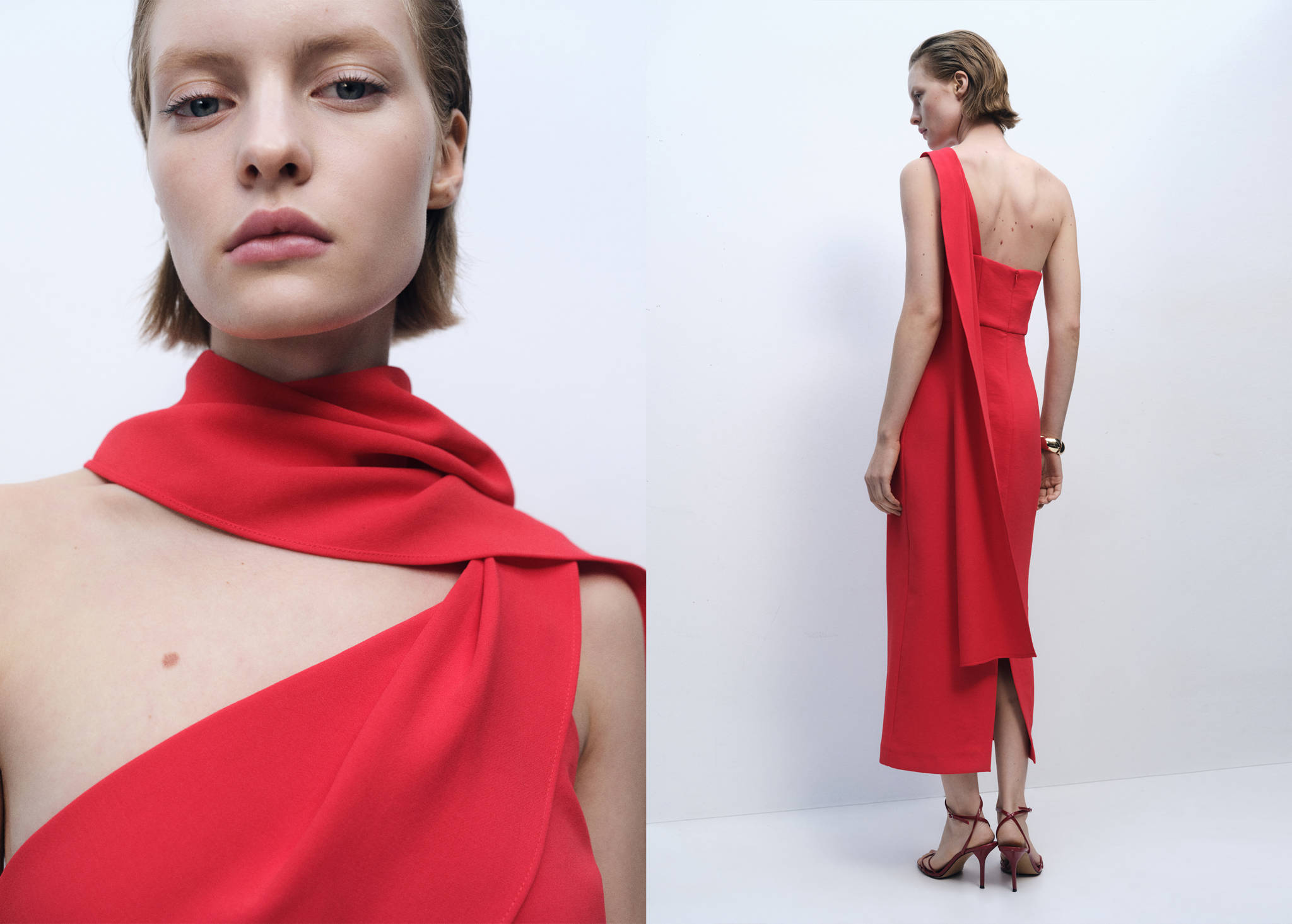 Asymmetrical bow-neck dress - Panoramic plane