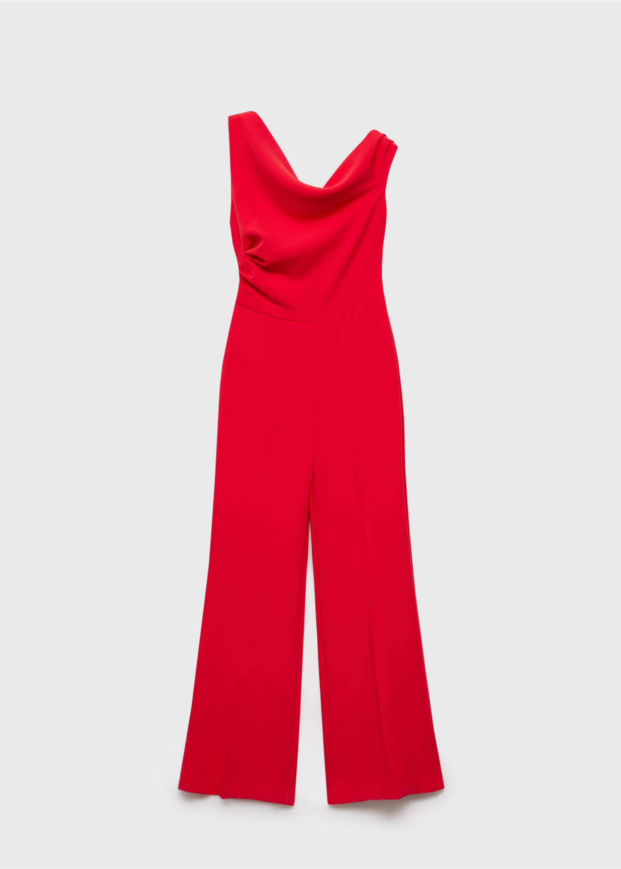 Long asymmetrical draped jumpsuit - Article without model, Red. Ref: 87086351-00.