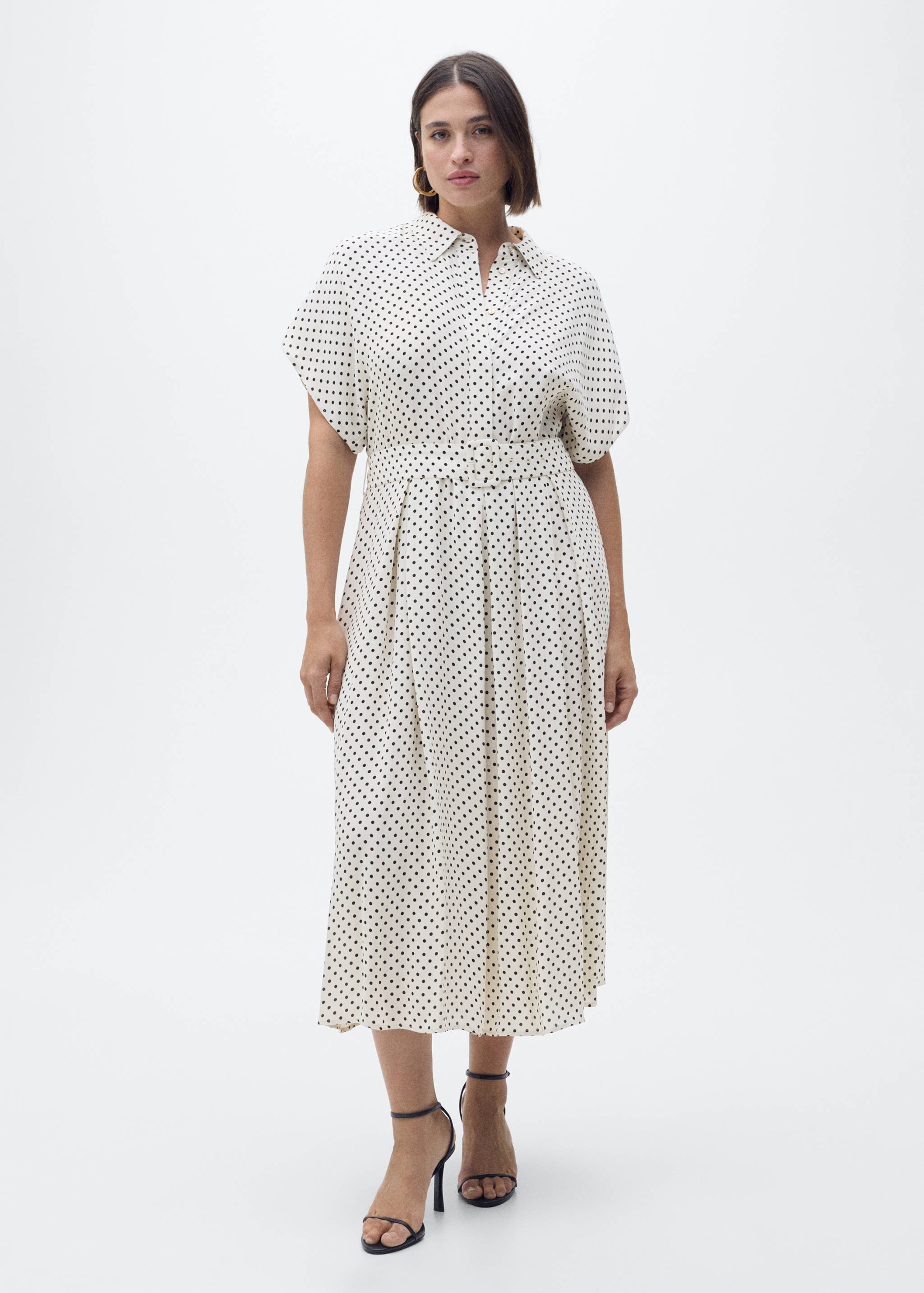 Polka-dot dress with belt - Details of the article 3