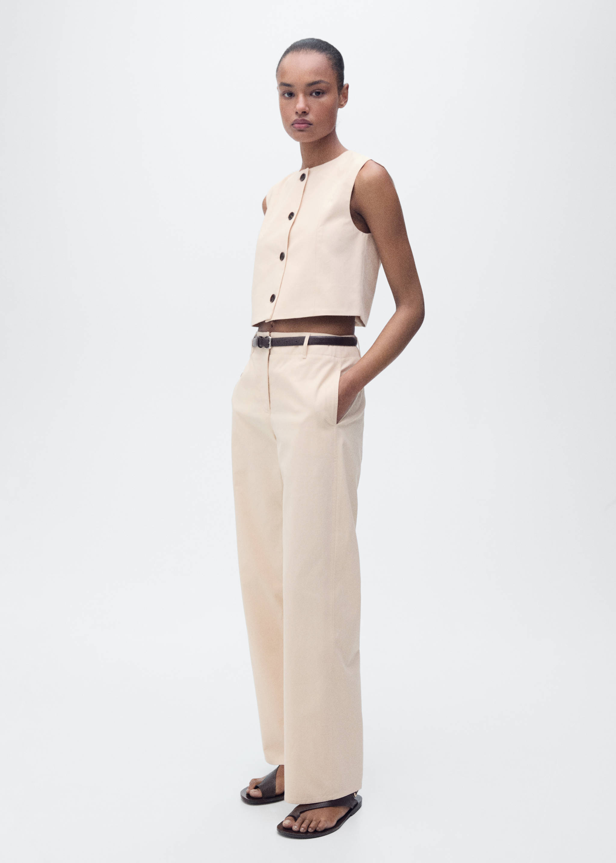 Pantalons cotó rectes tir mitjà - Pla general