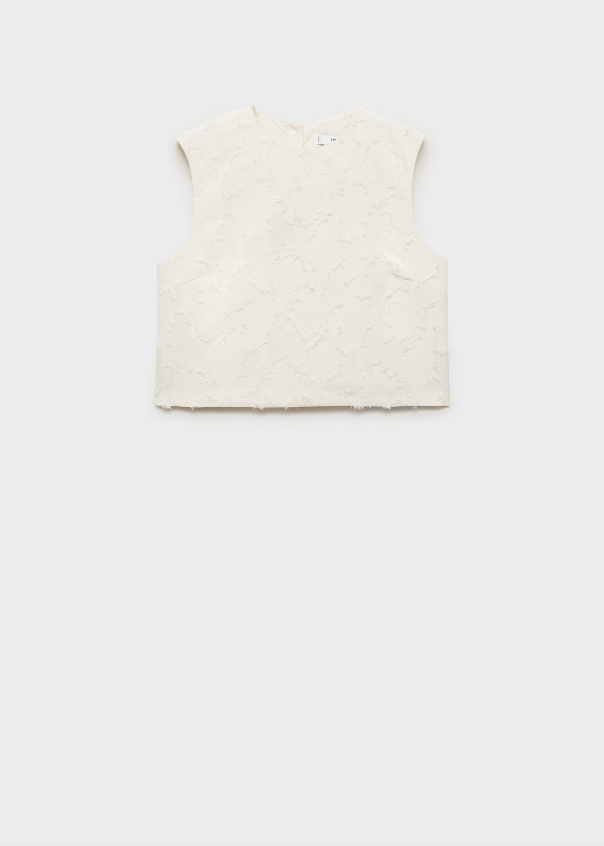 Textured crop top - Article without model, Off White. Ref: 87086368-00.