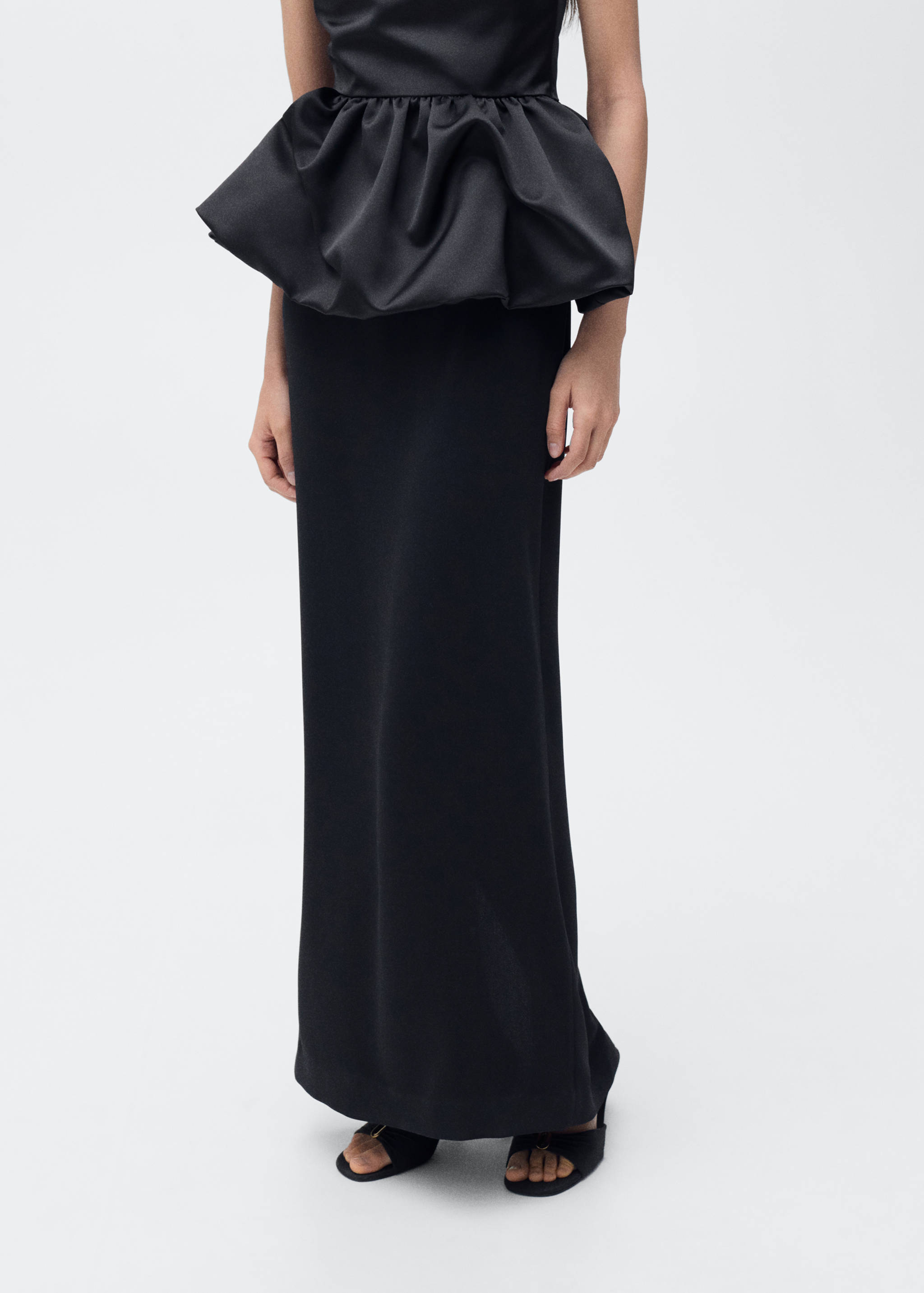 Draped-waist straight skirt - Medium plane