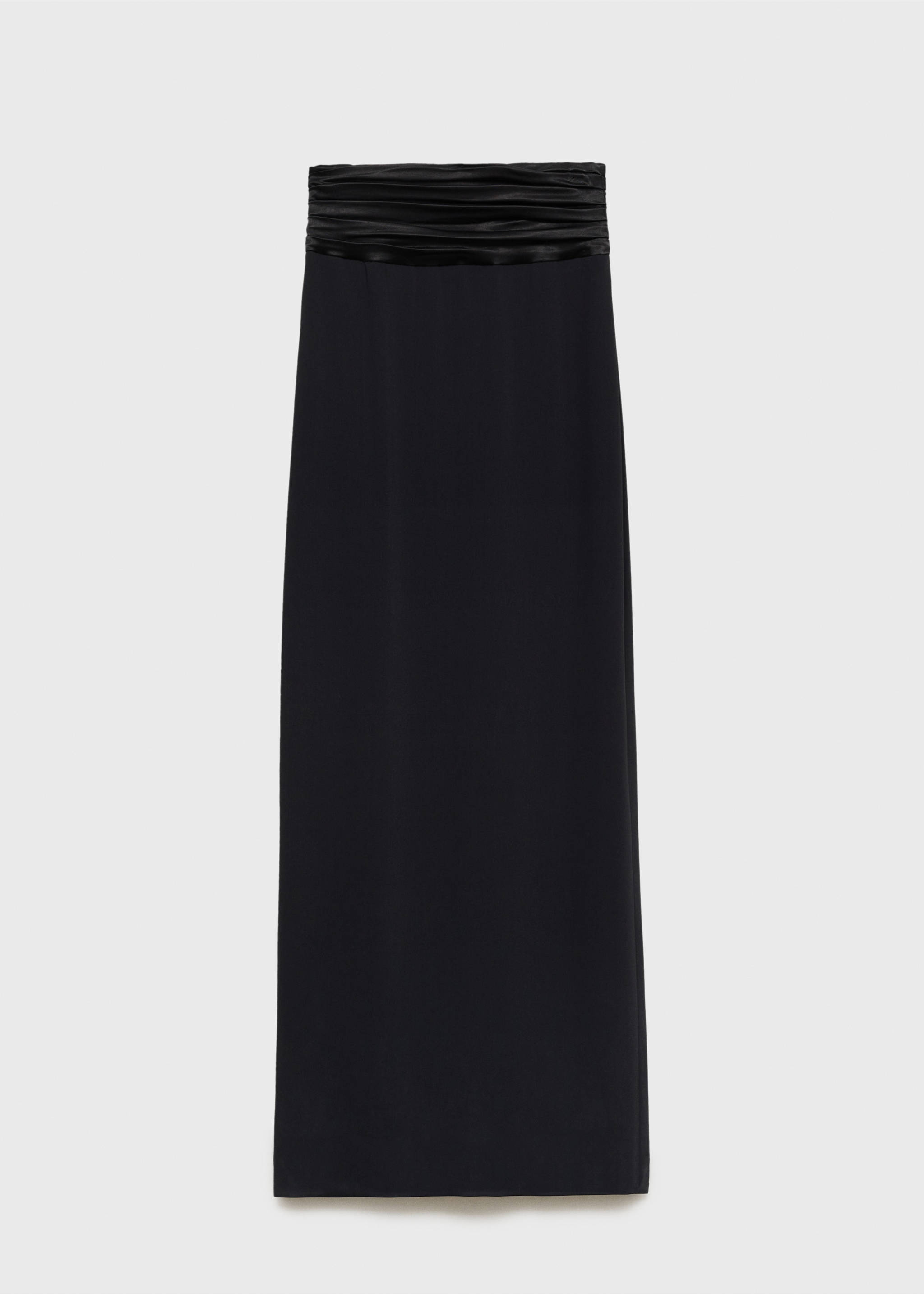 Draped-waist straight skirt - Article without model, Black. Ref: 87086370-00.