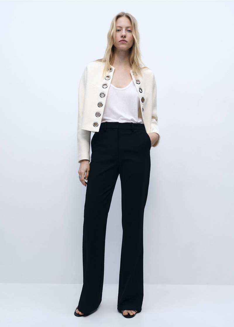 Cotton jacket with die-cut trim - White