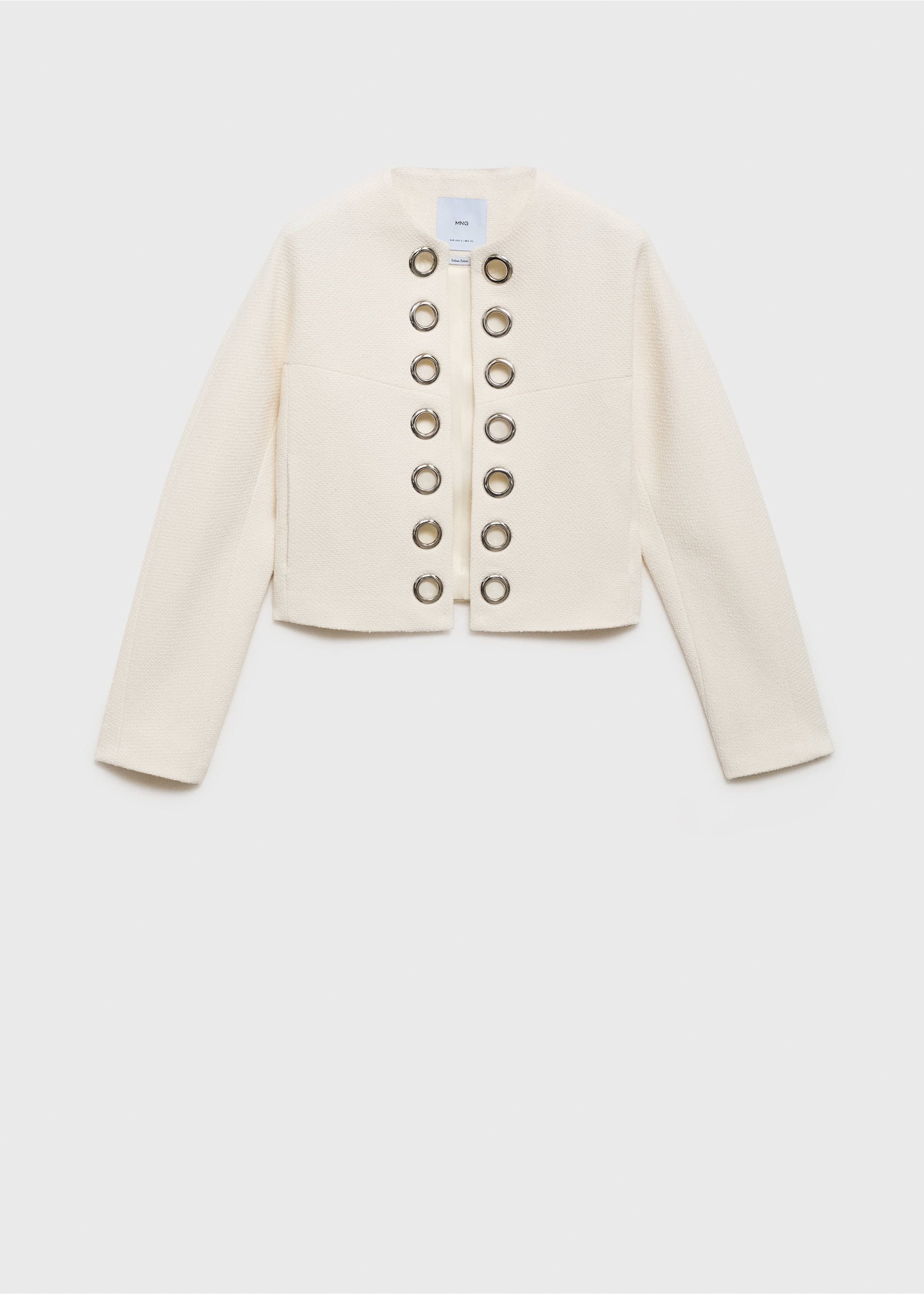 Cotton jacket with die-cut trim - Article without model, White. Ref: 87086372-00.