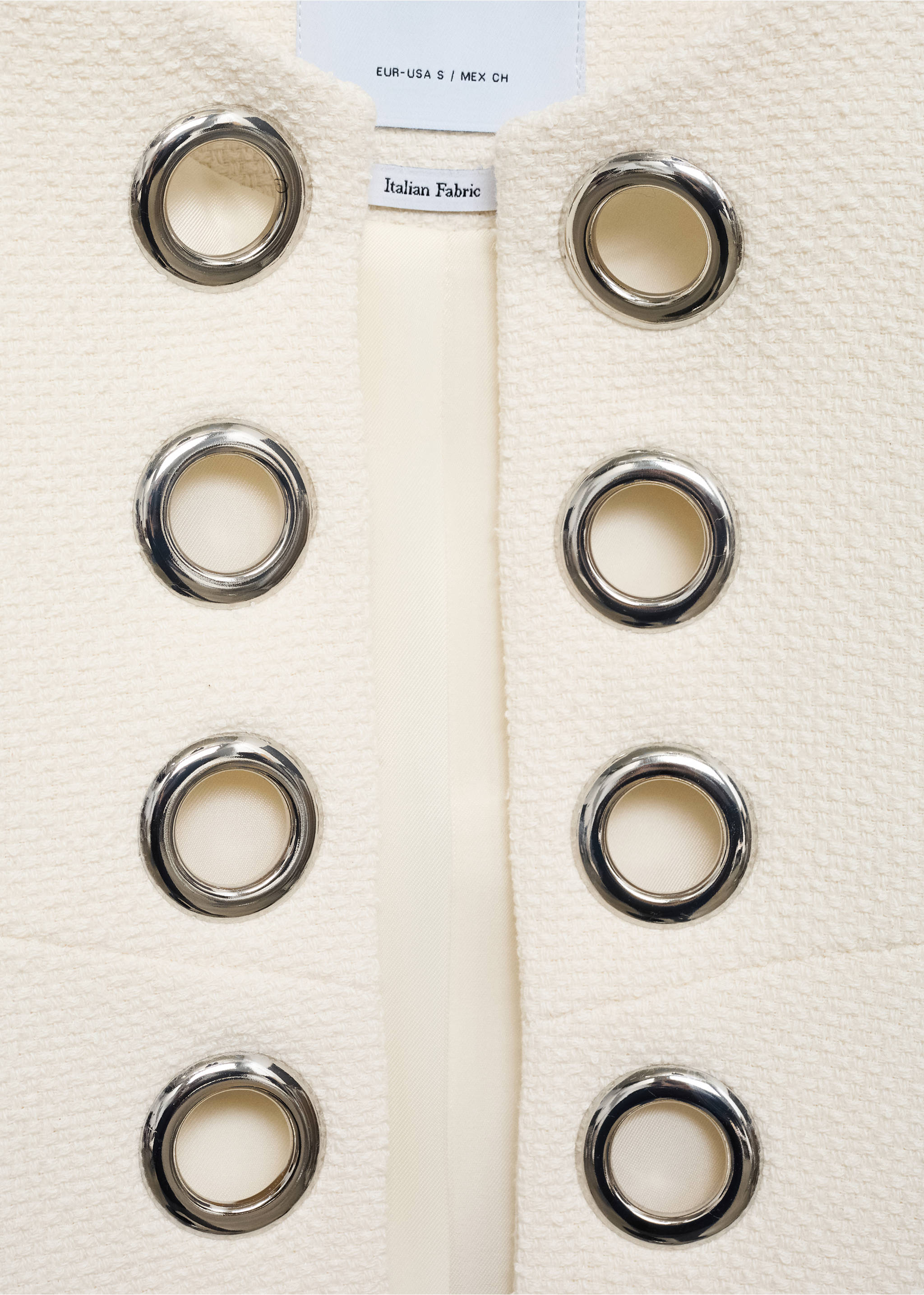 Cotton jacket with die-cut trim - Details of the article 8, White. Ref: 87086372-00.