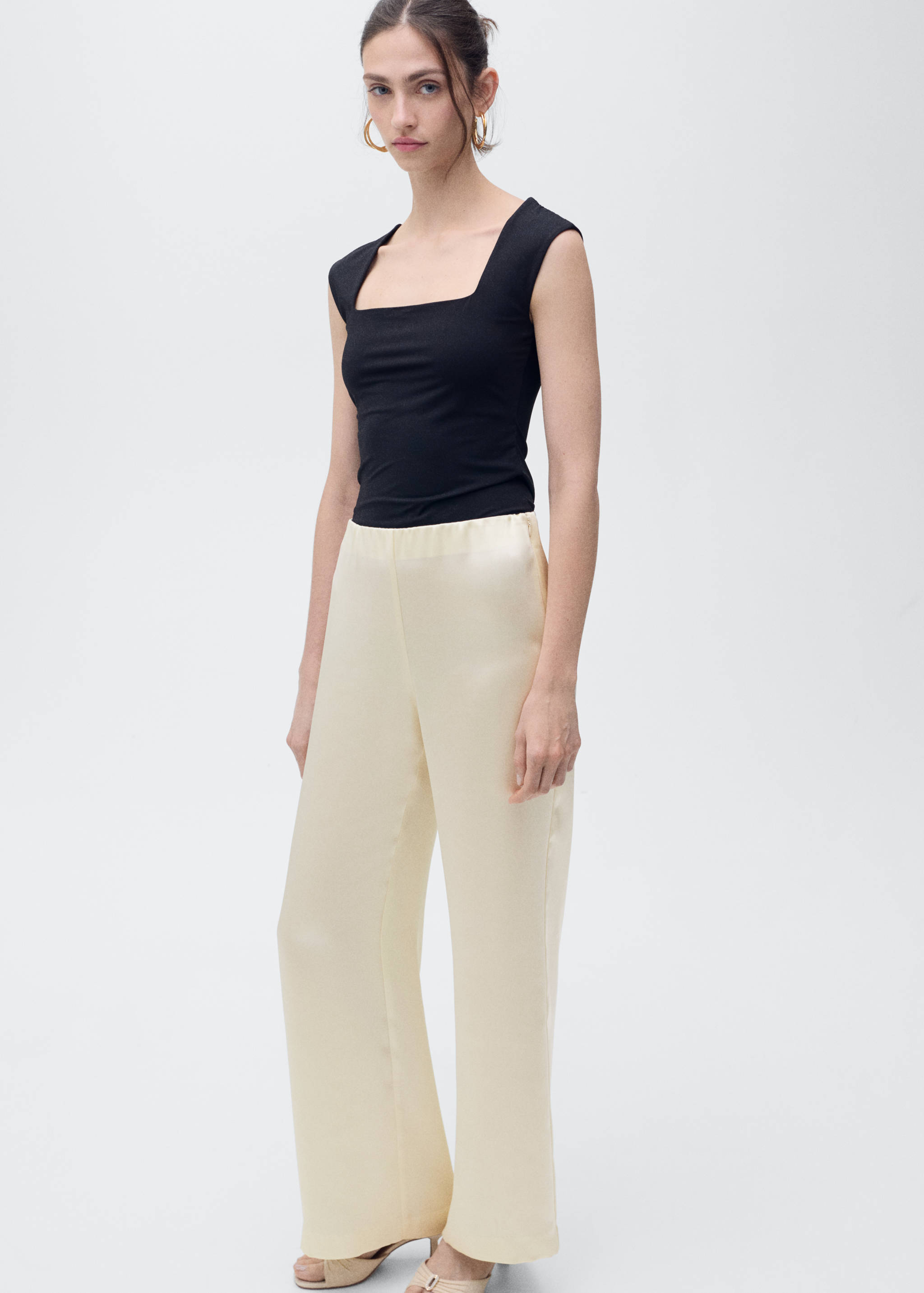 Satin straight-fit trousers - Details of the article 2