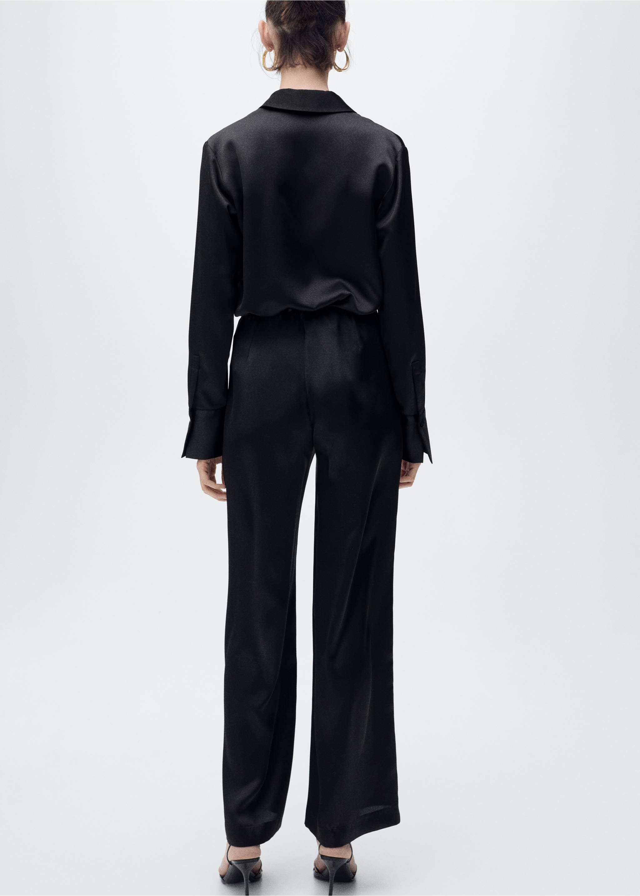 Satin straight-fit trousers - Reverse of the article, Black. Ref: 87086710-00.