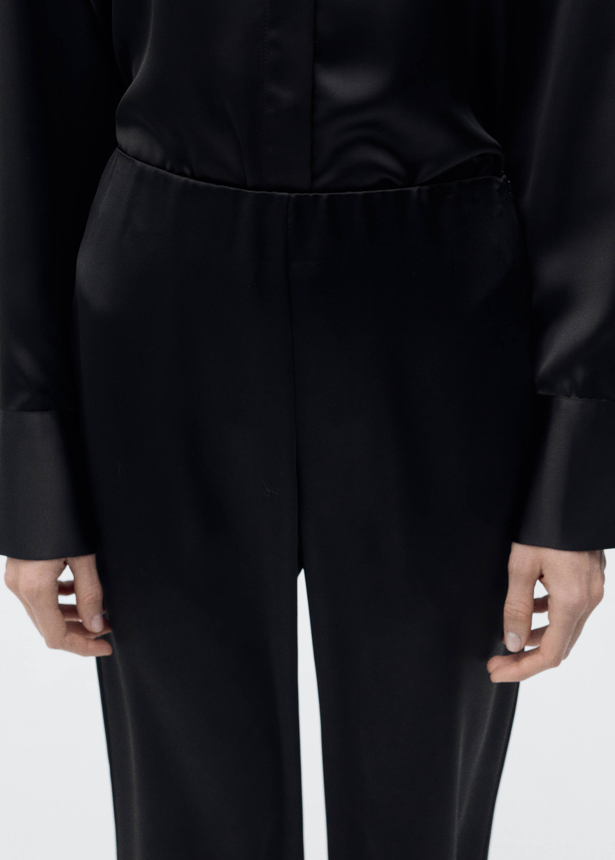 Satin straight-fit trousers - Details of the article 1