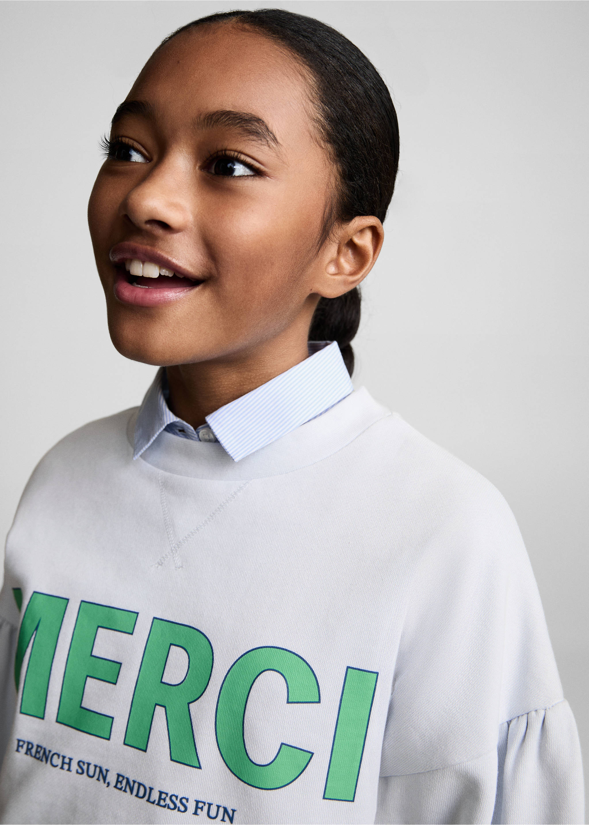 Sudadera algodón mensaje - Detalle del artículo 1, Azul celeste. Ref: 87086711-00.