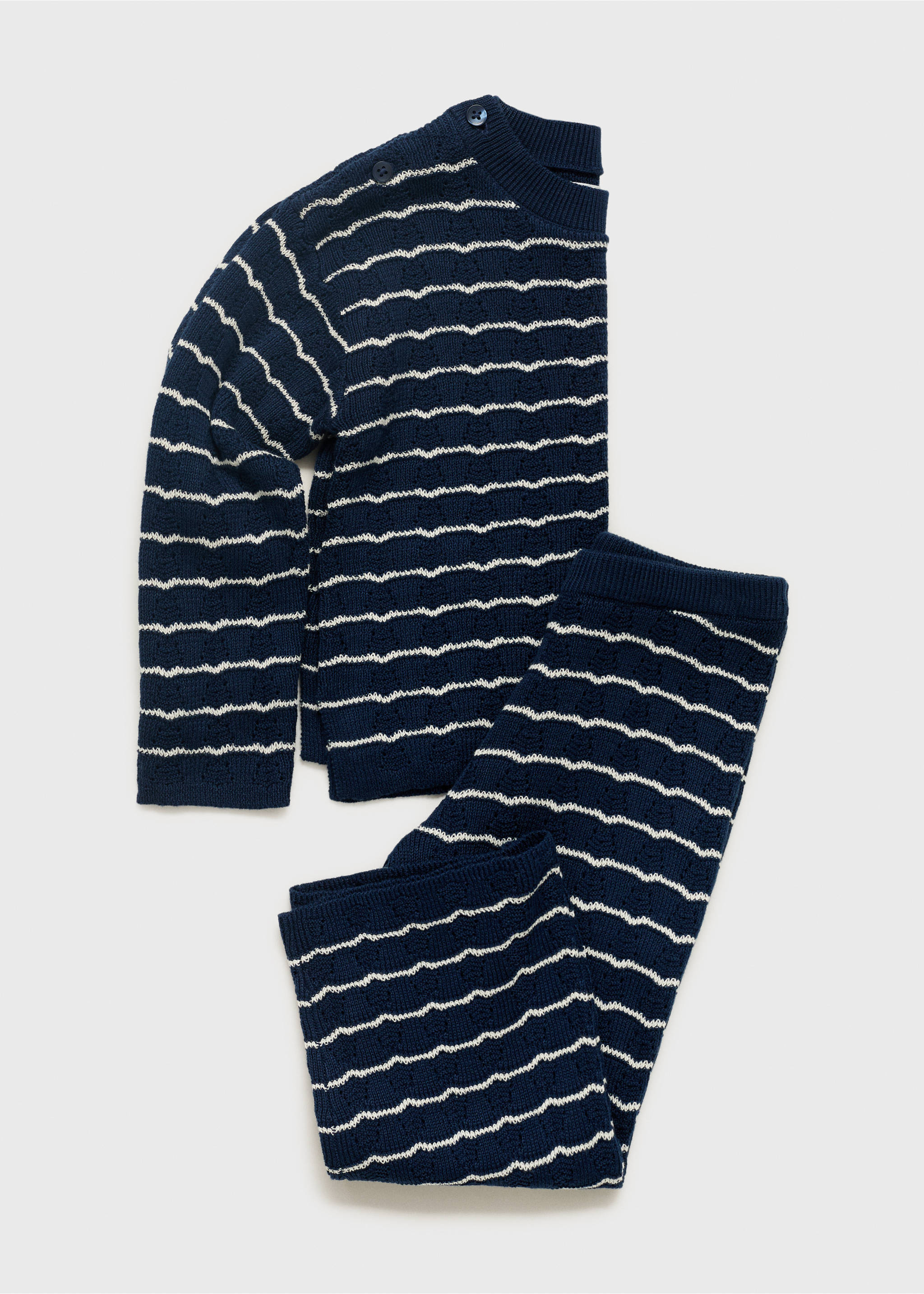 Striped openwork knit sweater - Details of the article 0, Dark Navy. Ref: 87086712-00.