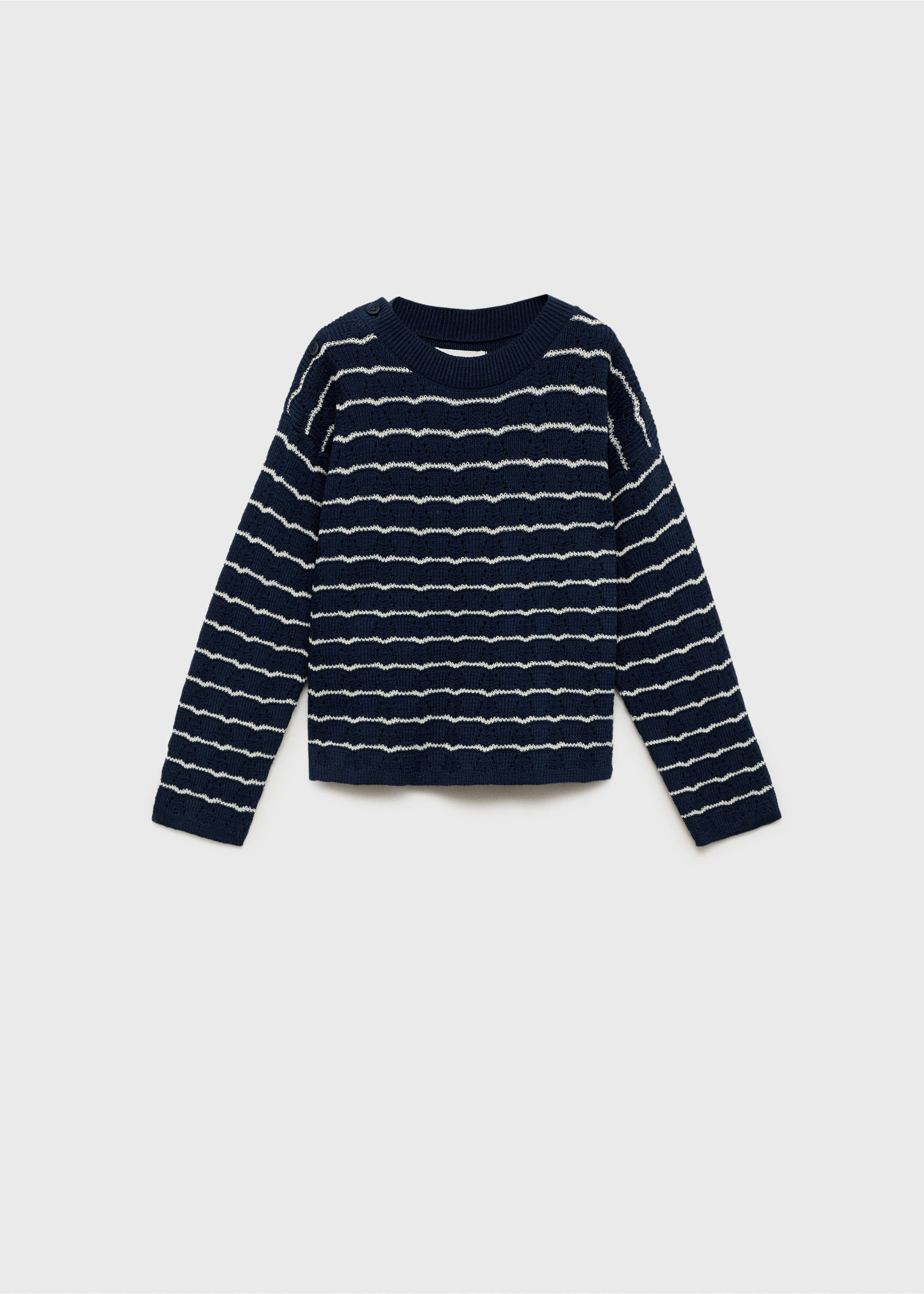 Striped openwork knit sweater - Article without model, Dark Navy. Ref: 87086712-00.