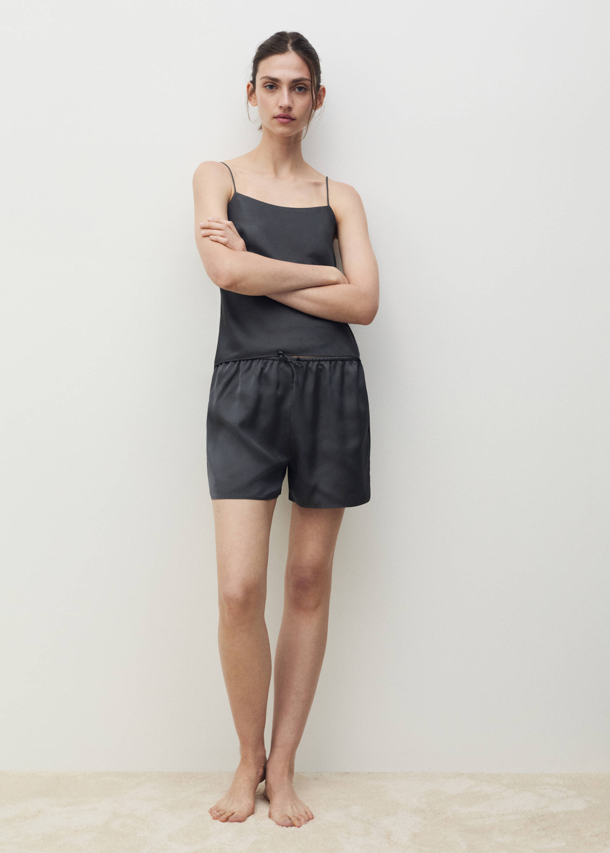 Satiniertes Trägertop - Allgemeine Ansicht