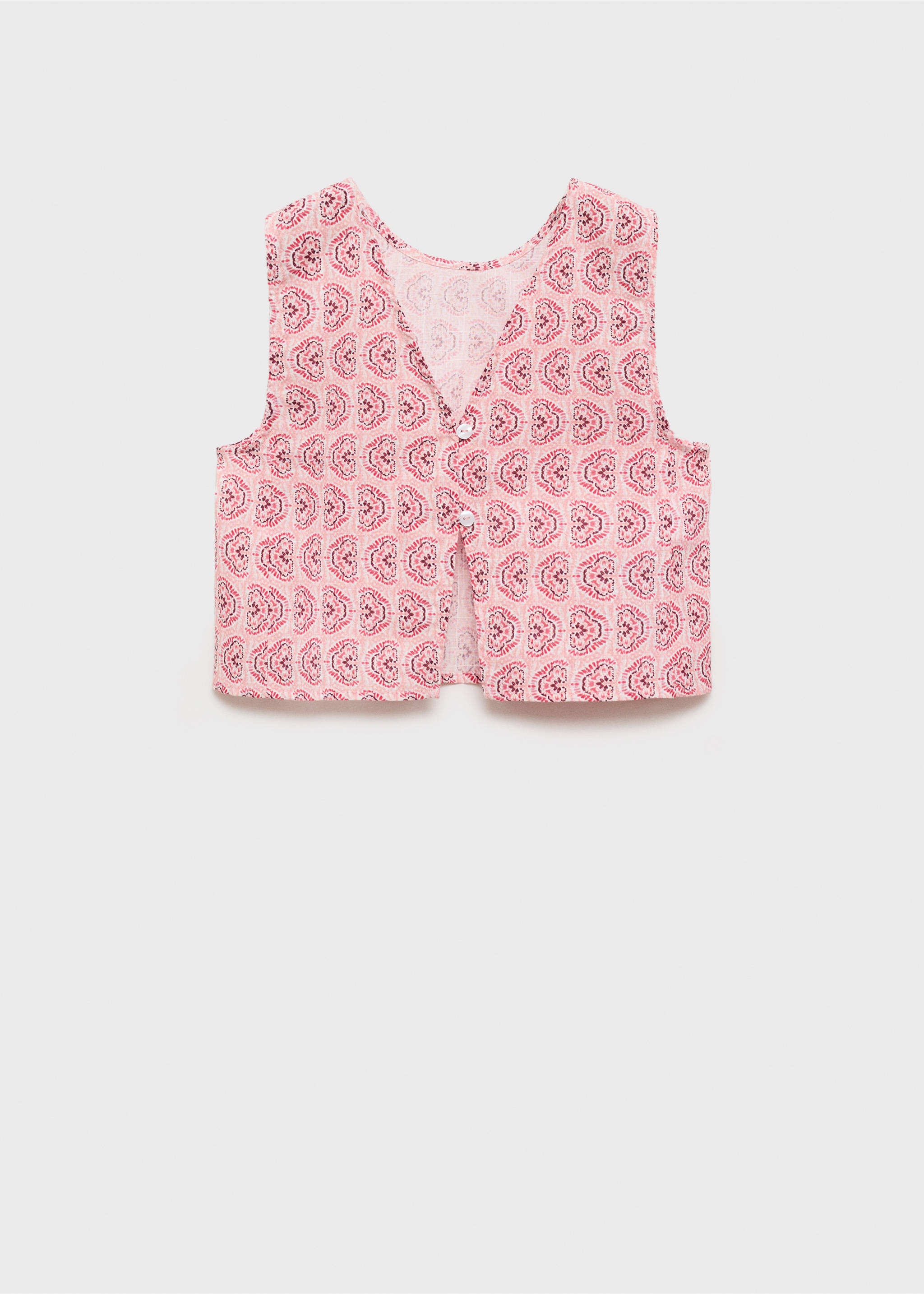 Bedruckte Bluse mit Knöpfen - Rückseite des Artikels, Rosa. Ref: 87086714-00.