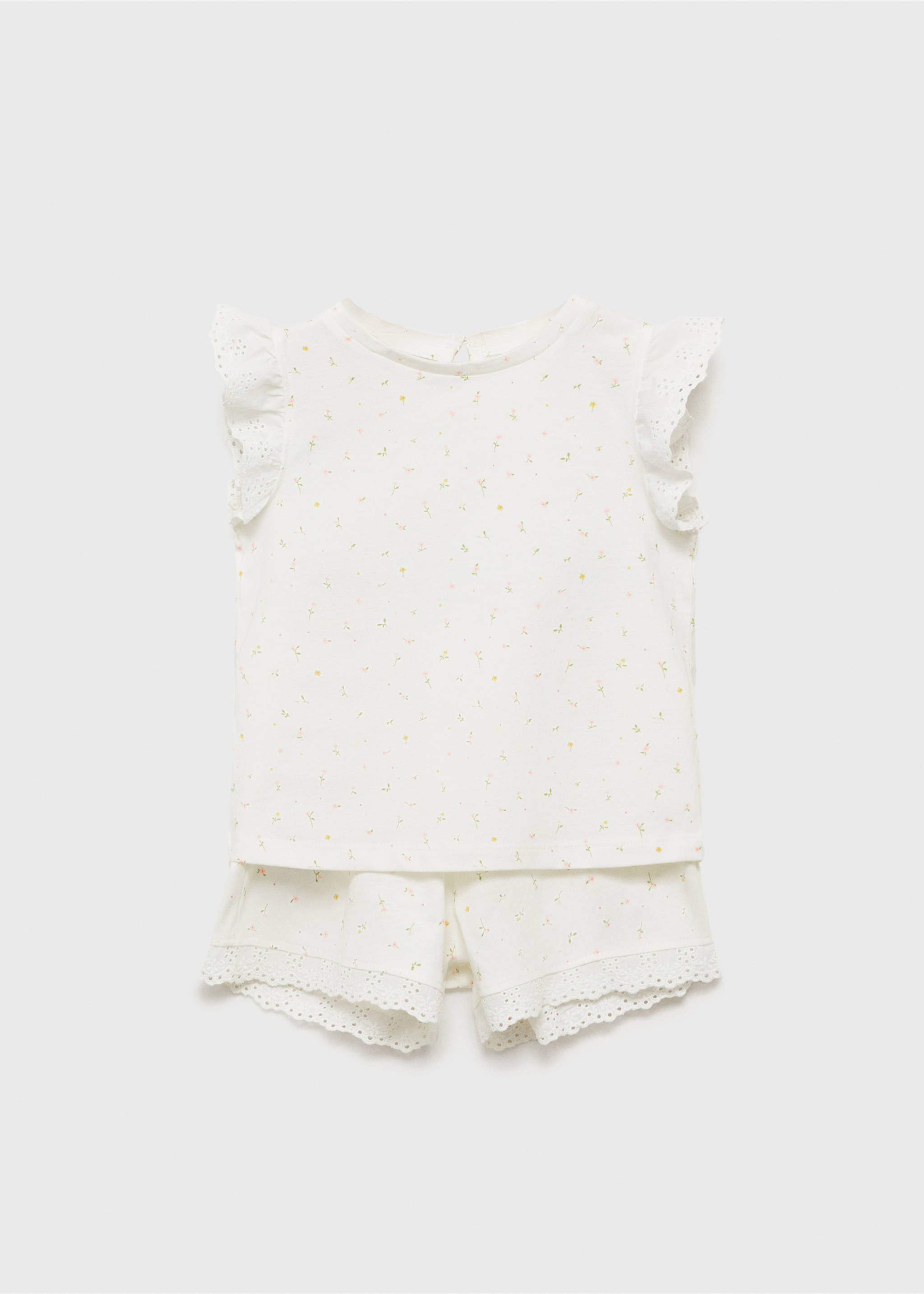 Floral cotton pyjamas - Article without model, Off White. Ref: 87086716-00.