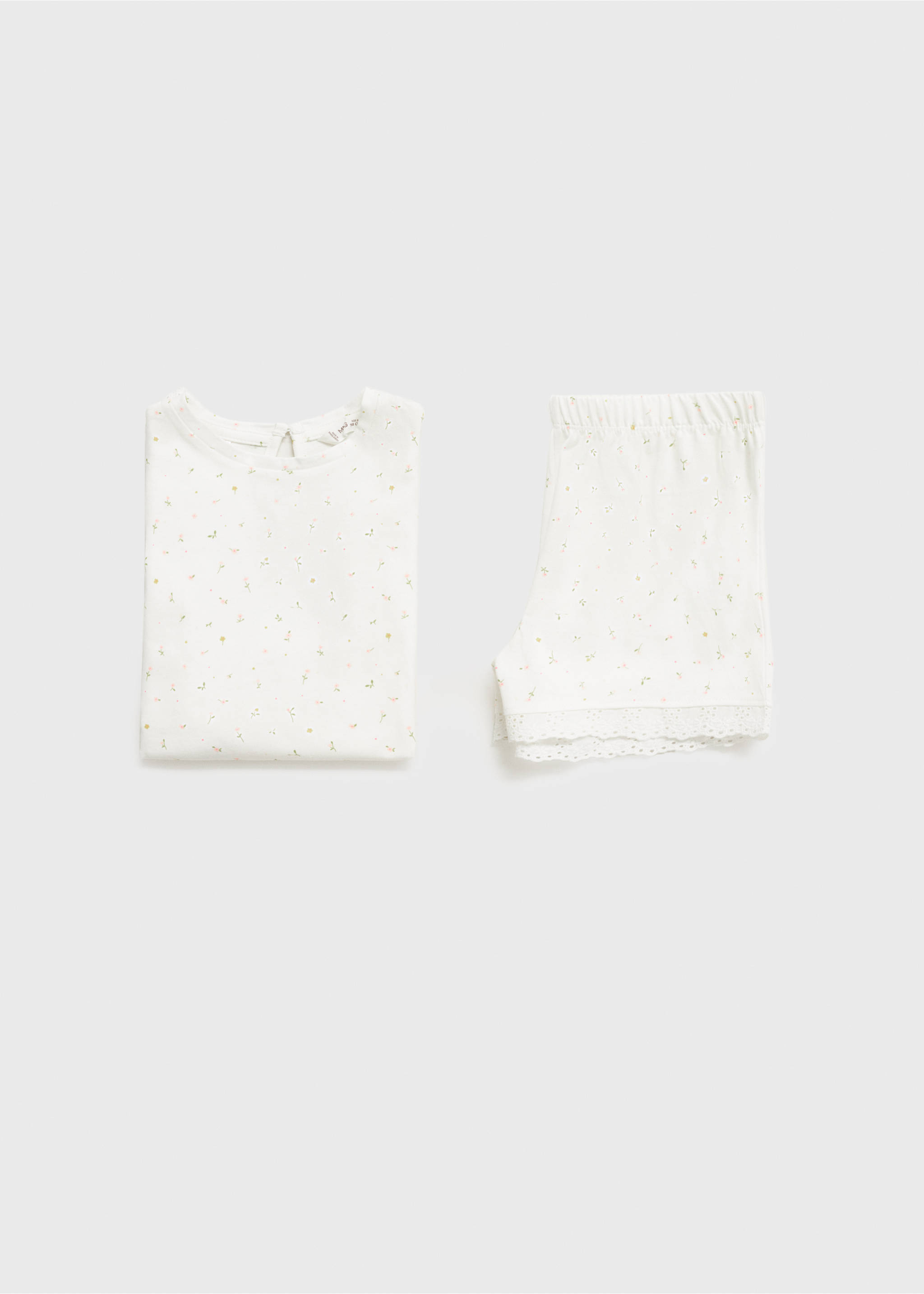 Floral cotton pyjamas - Details of the article 8, Off White. Ref: 87086716-00.