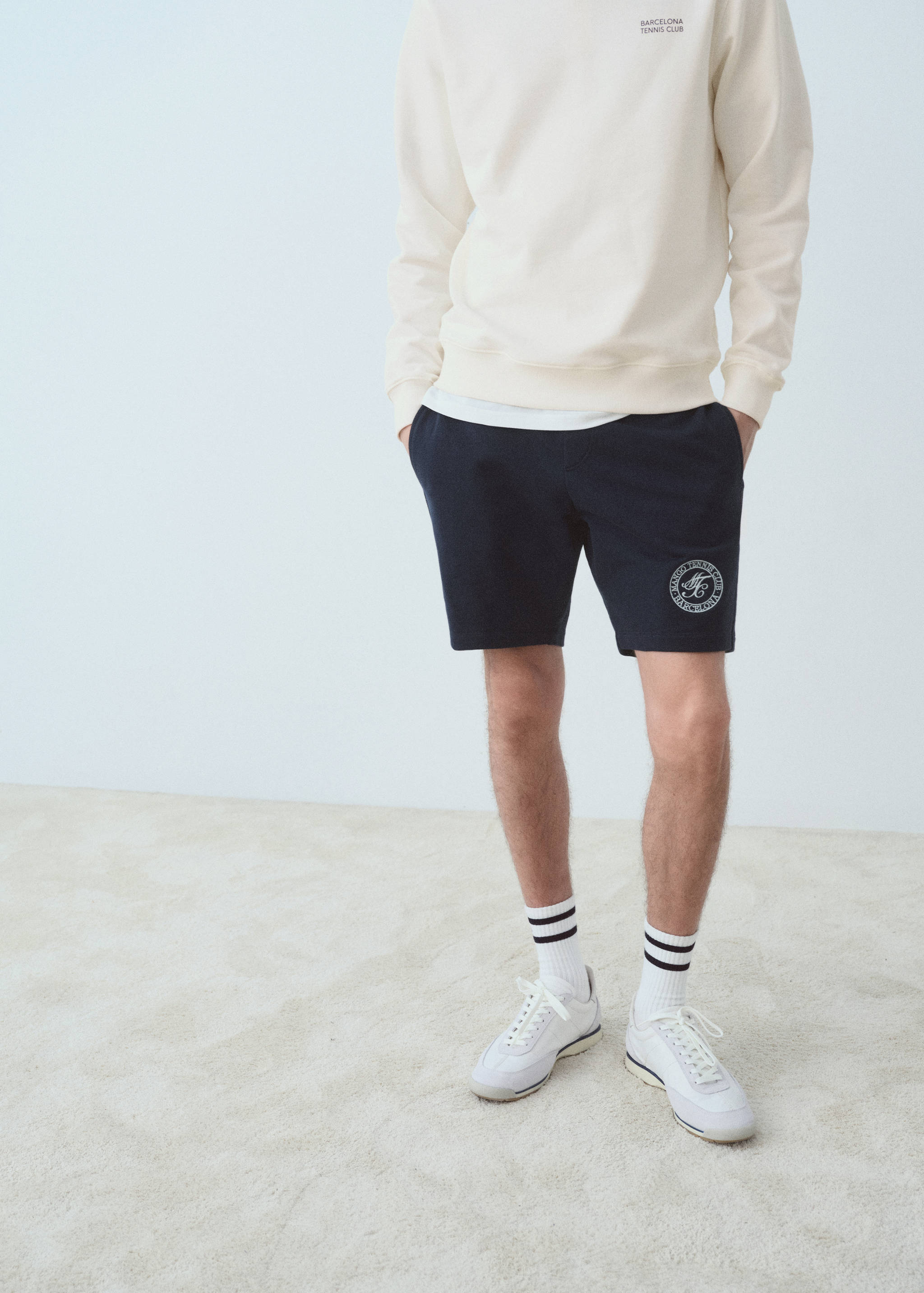 Embroidered cotton bermuda shorts - Medium plane