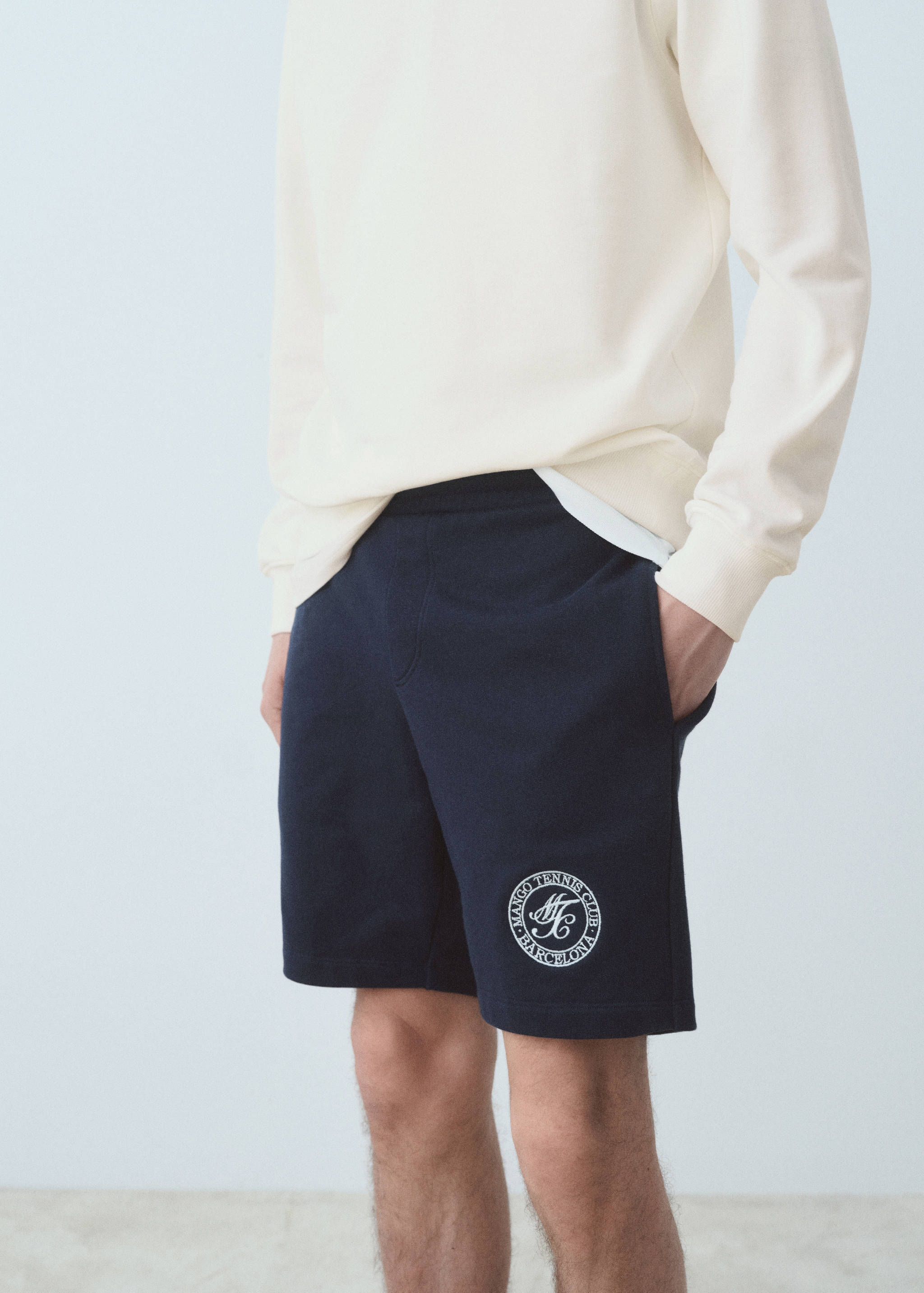 Embroidered cotton bermuda shorts - Details of the article 1