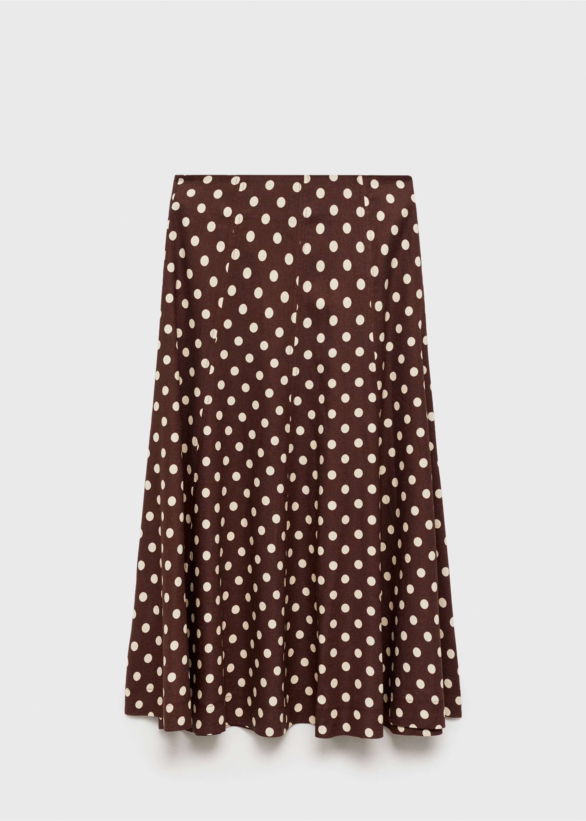 Flared linen skirt with polka dots - Article without model, Chocolate. Ref: 87087161-00.