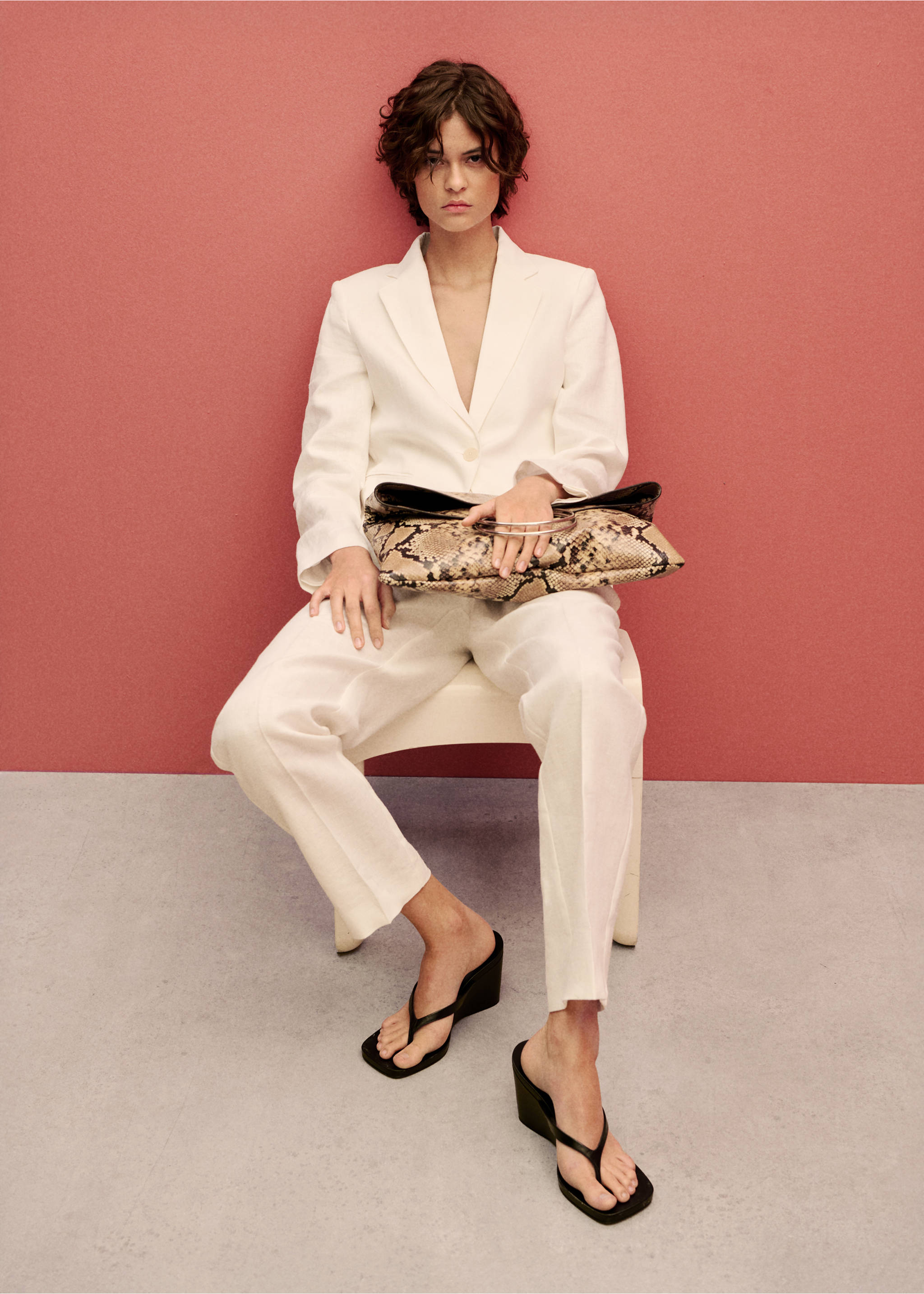 Linen suit trousers - Reverse of the article, Off White. Ref: 87087162-00.