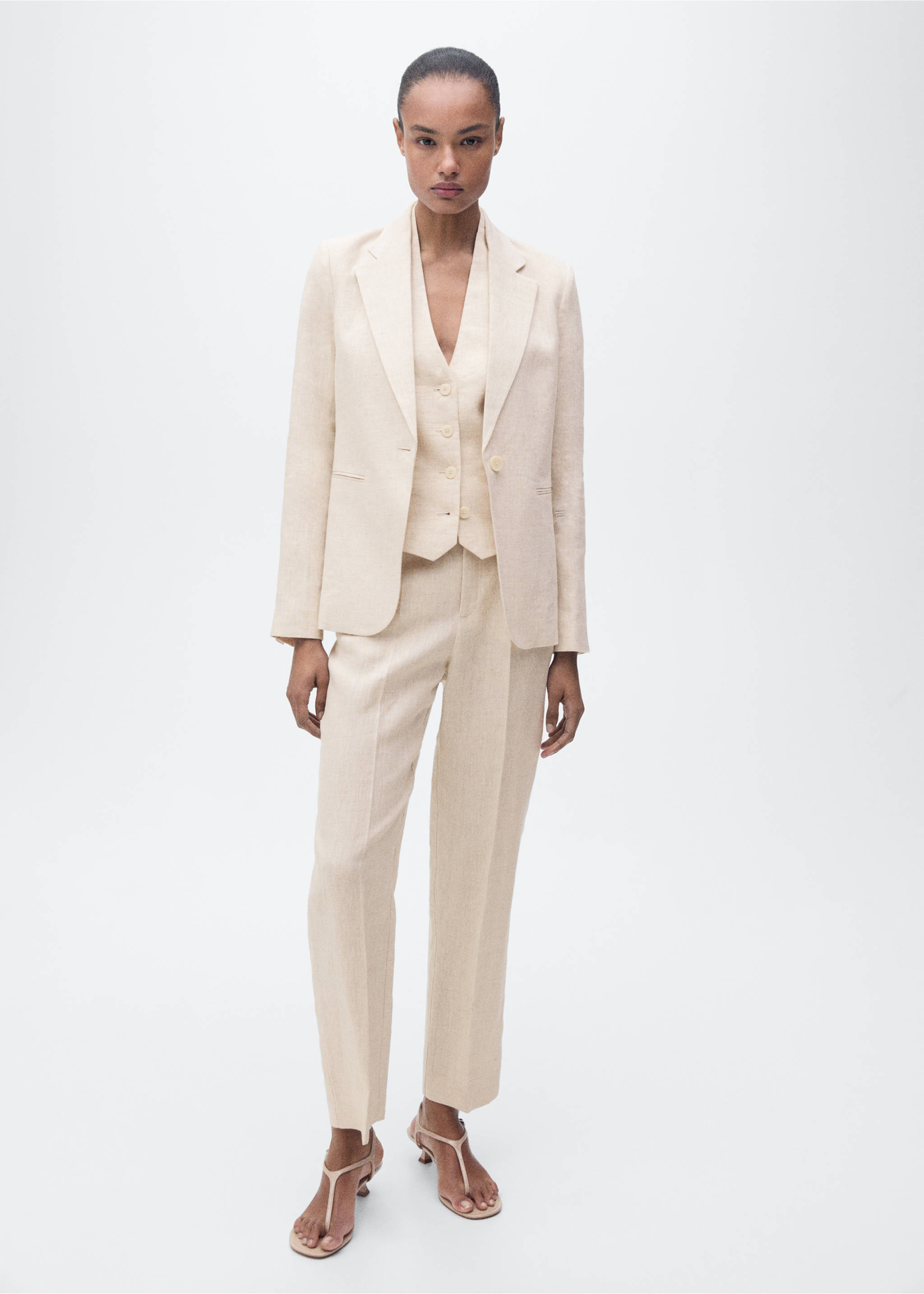 Linen suit trousers - General plane, Light/Pastel Grey. Ref: 87087162-00.
