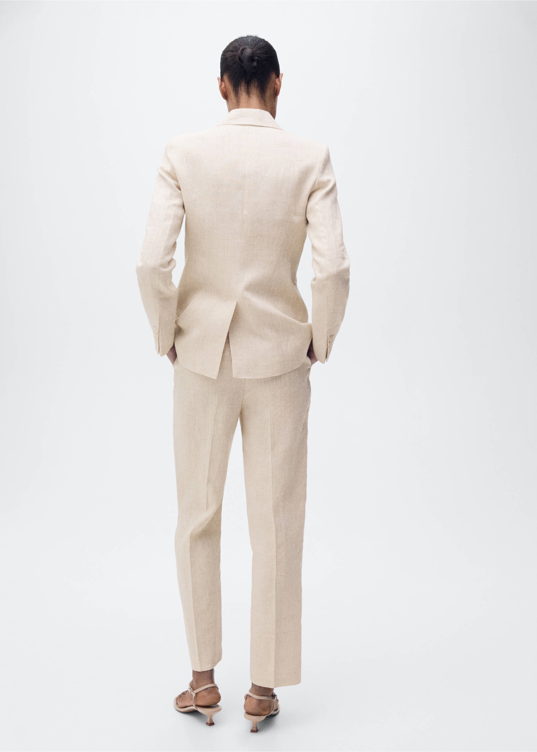 Linen suit trousers - Reverse of the article, Light/Pastel Grey. Ref: 87087162-00.