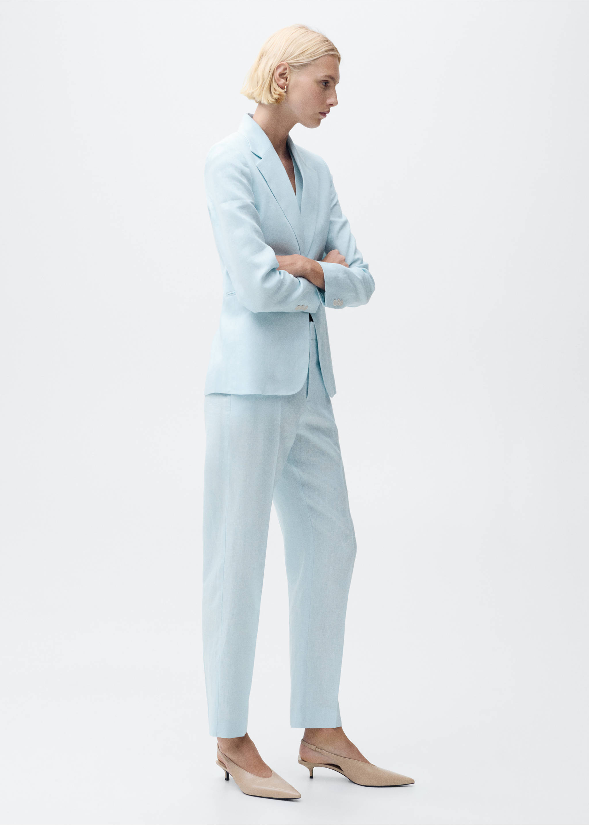 Linen suit trousers - General plane, Sky Blue. Ref: 87087162-00.
