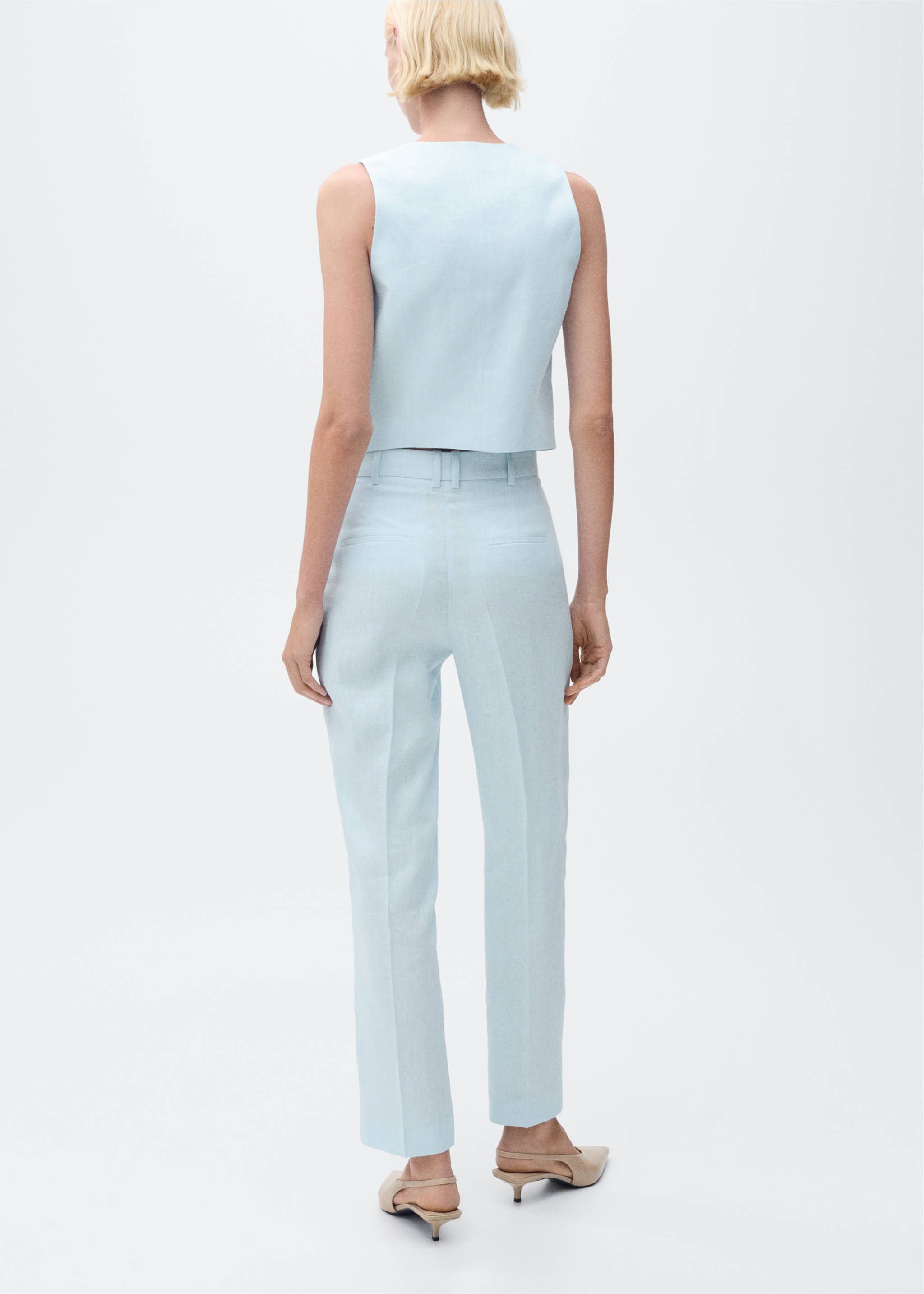 Linen suit trousers - Reverse of the article, Sky Blue. Ref: 87087162-00.
