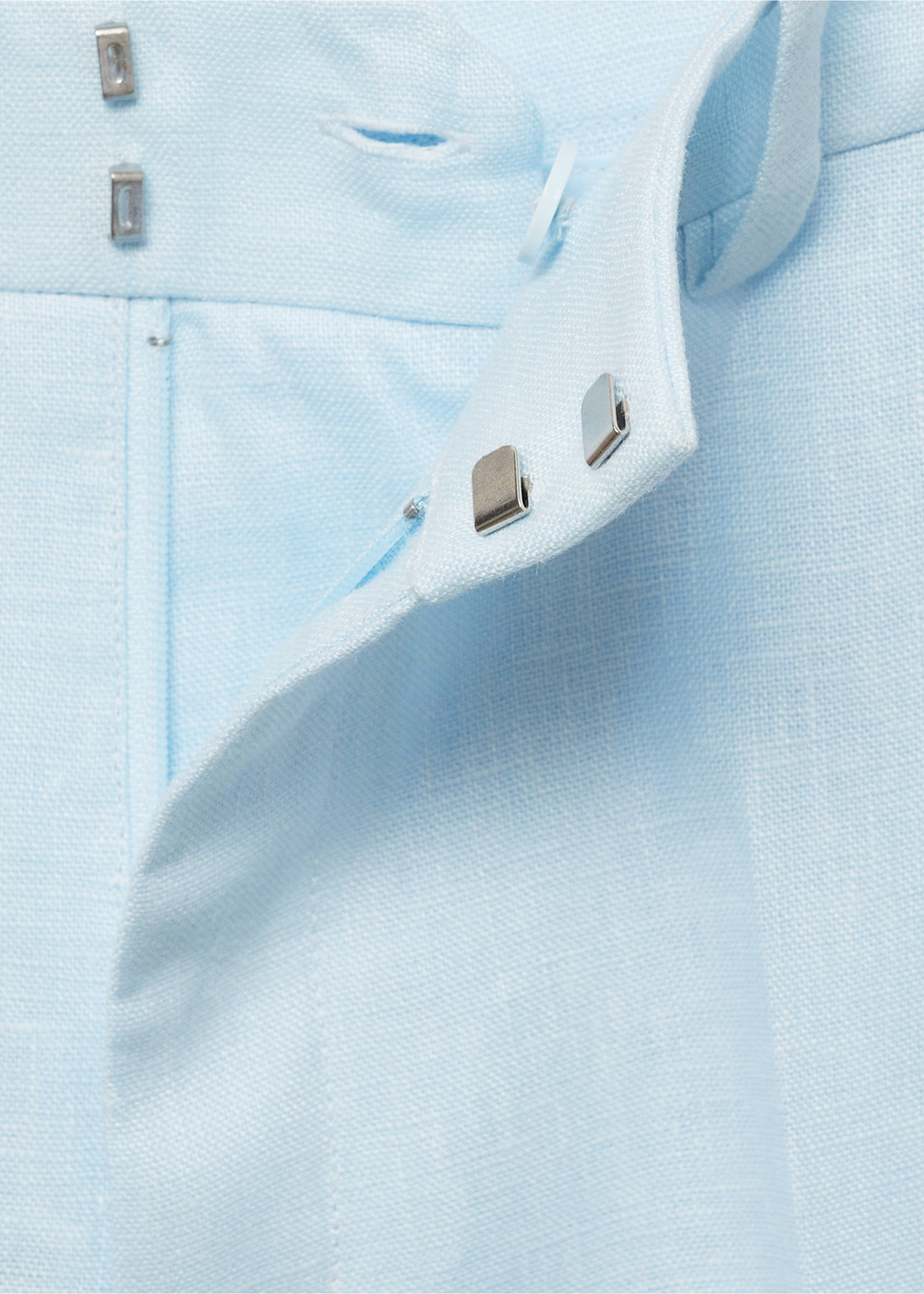 Linen suit trousers - Details of the article 8, Sky Blue. Ref: 87087162-00.