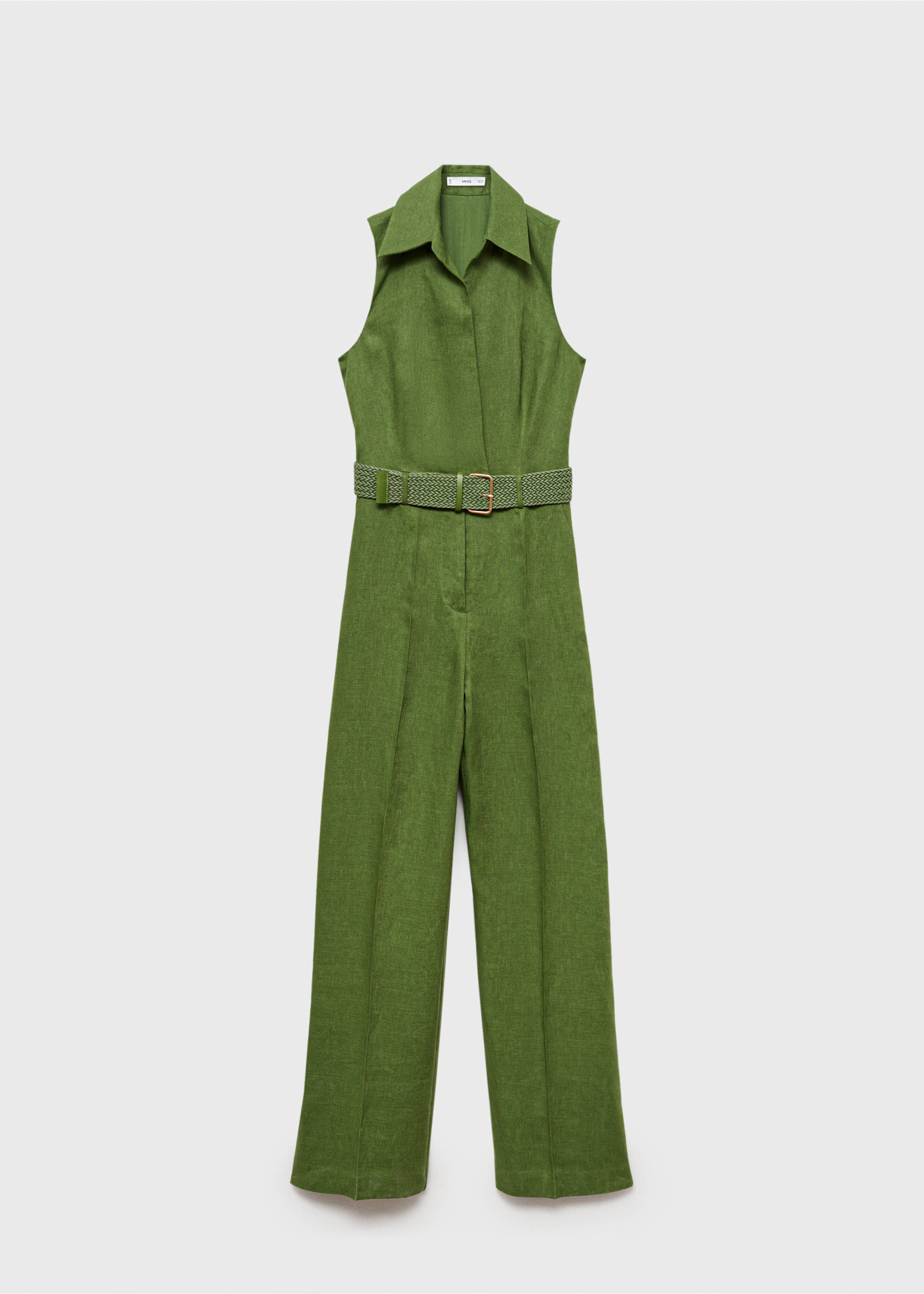 Mono camisero lino cinturón - Artículo sin modelo, Verde. Ref: 87087163-00.