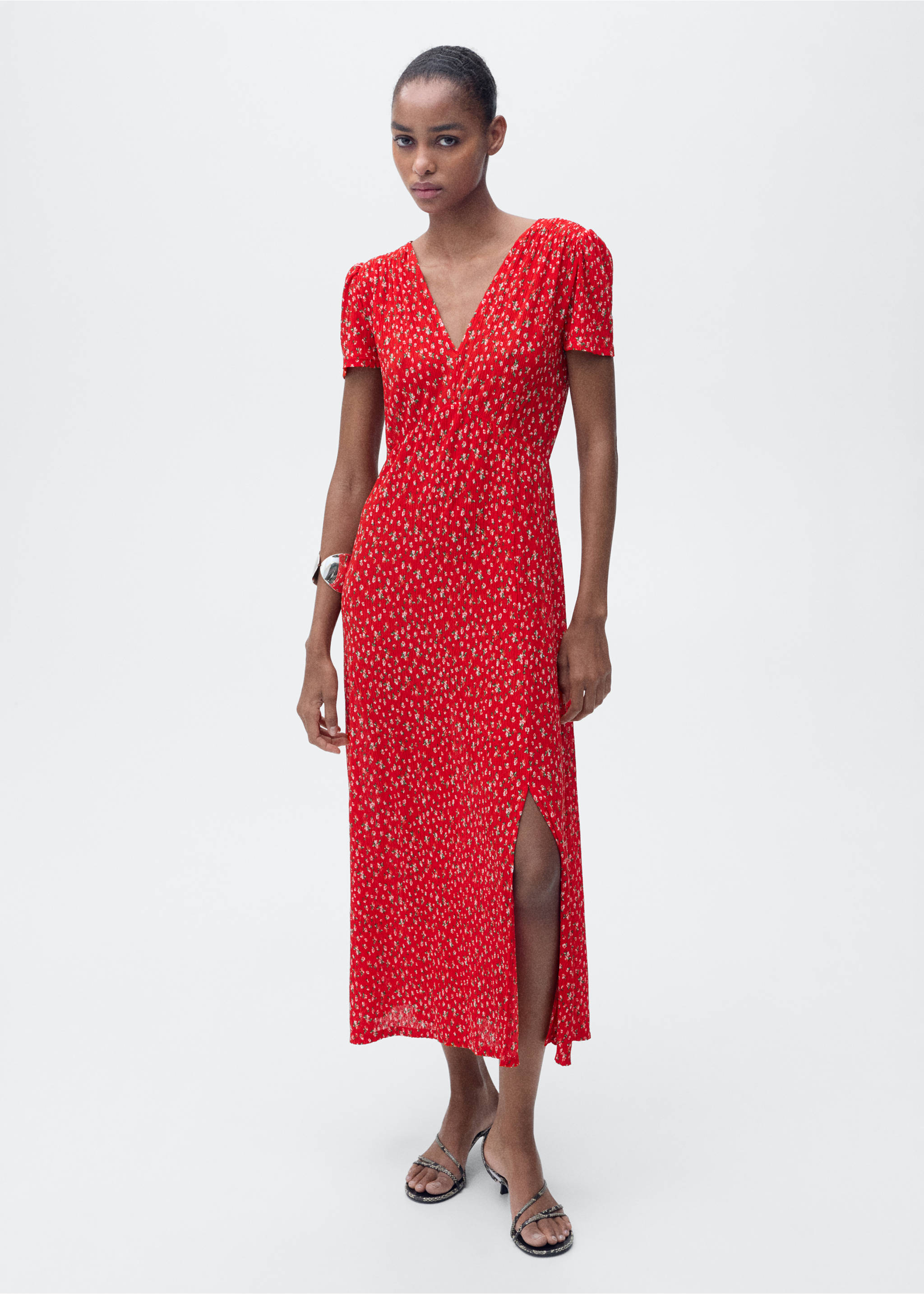 Printed midi-dress - General plane, Red. Ref: 87087165-00.